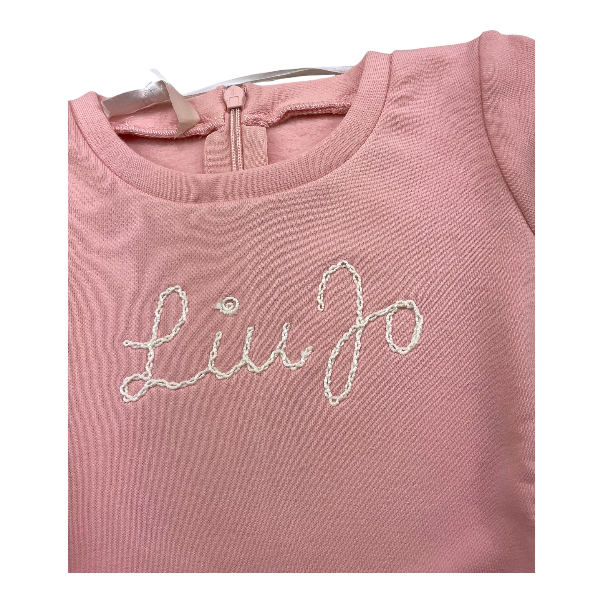 LIU JO abito manica lunga tinta unita con ricamo logo Rosa per Neonata HF4036X ROSA LIU JO