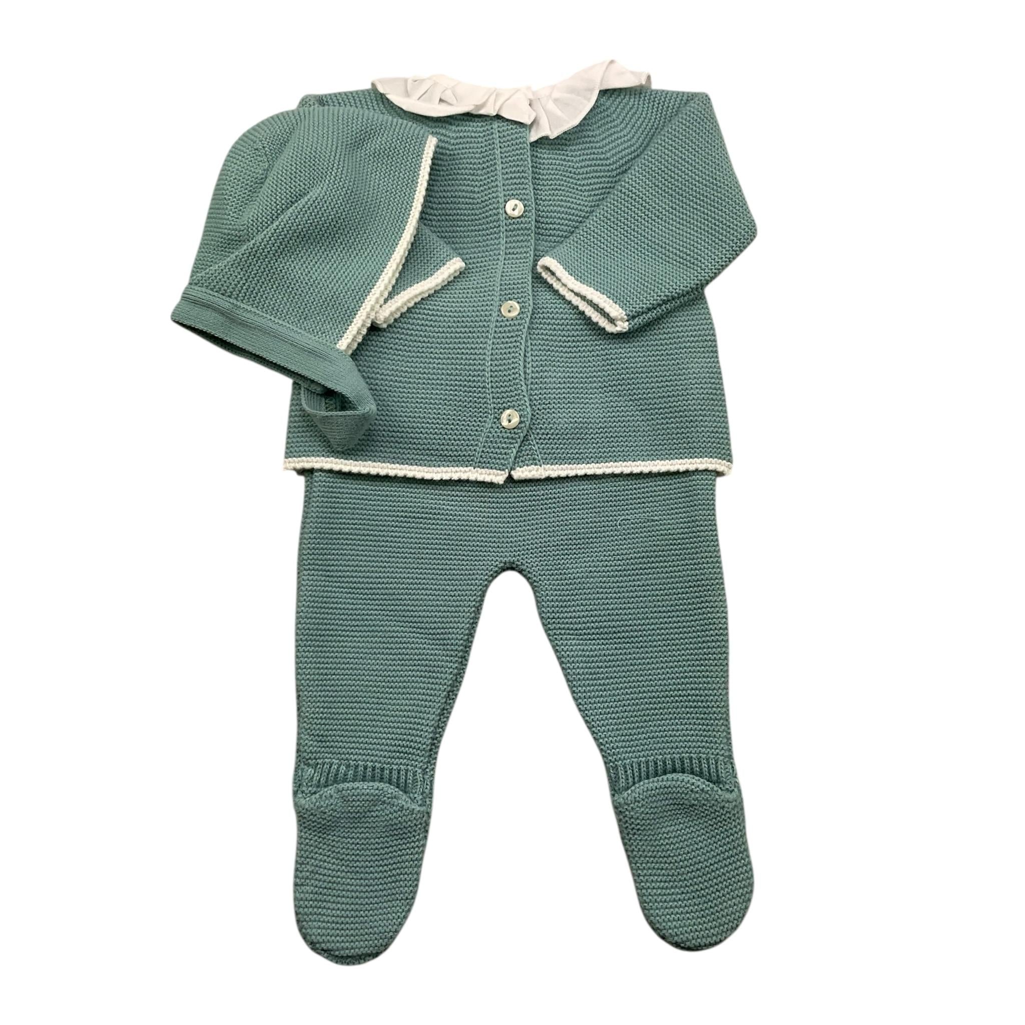 VALENTINA BEBES completo 3 pezzi maglia-ghettina-cappello Verde per Neonata HOW27 VERDE VALENTINA BEBES