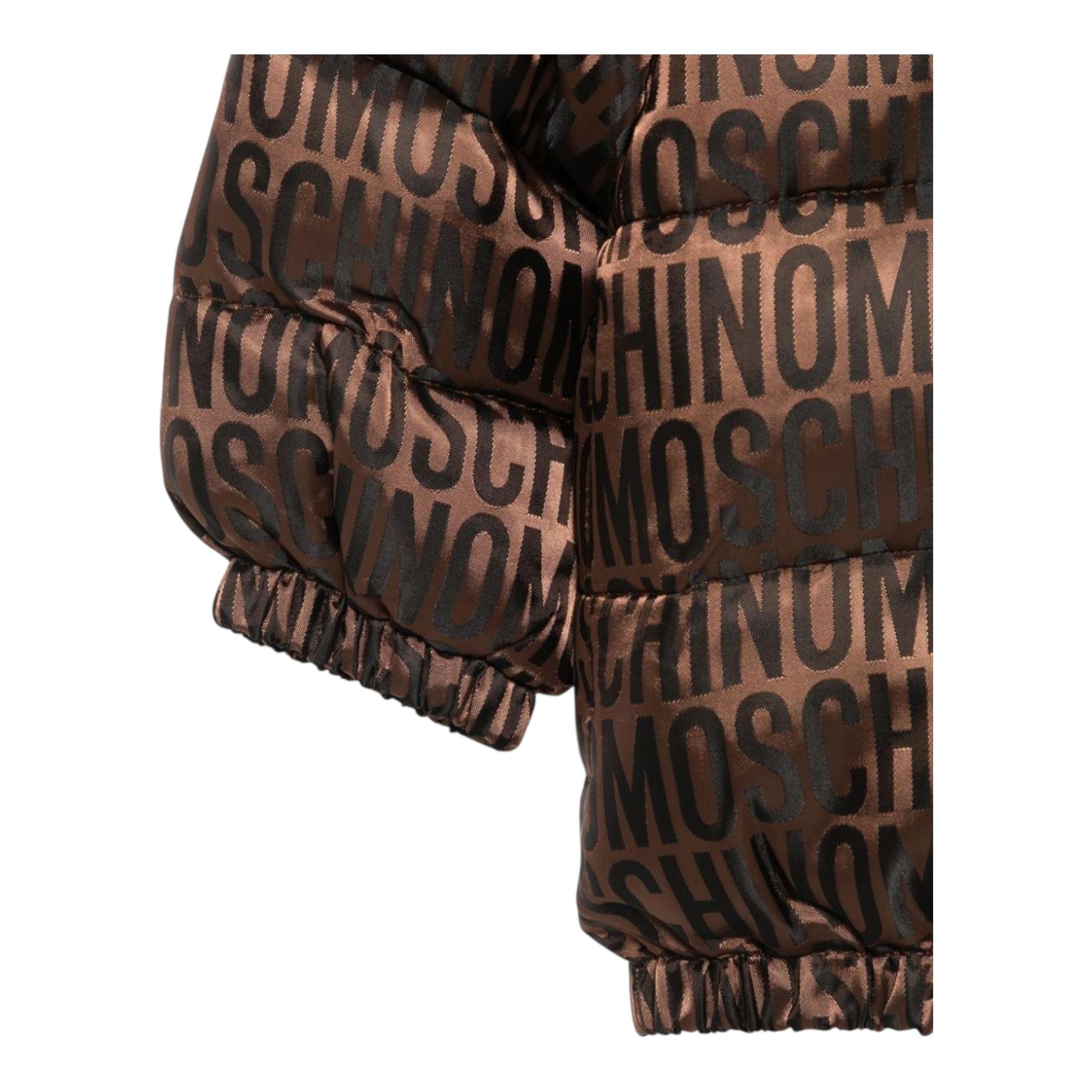 MOSCHINO giubbino tinta unita con cappuccio con stampe logo Marrone per Neonato MUS02OXX MARRONE MOSCHINO