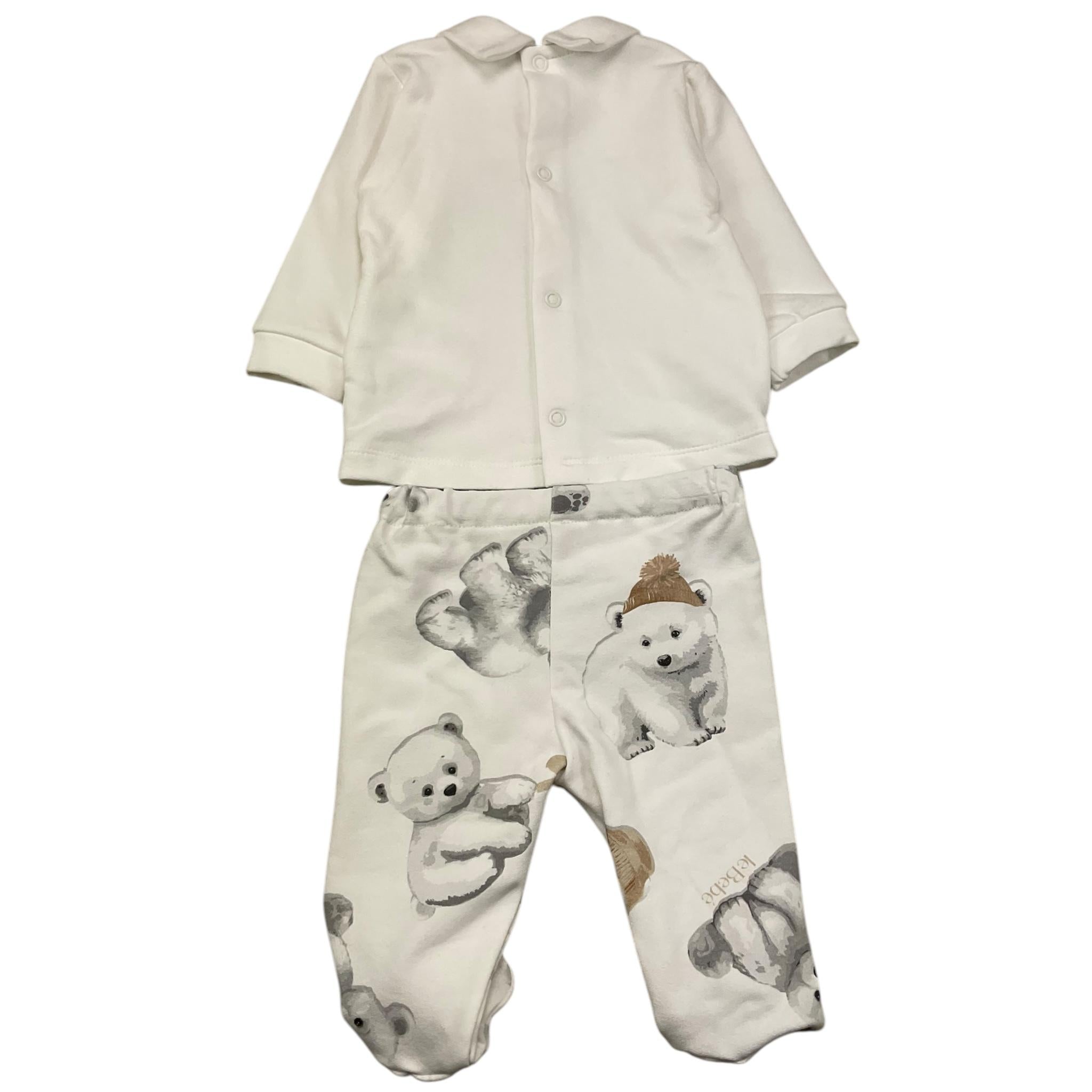 LE BEBE' completo 2 pezzi shirt-ghettina tinta unita con orsi Bianco per Neonato LBB5226 BIANCO LE BEBE'