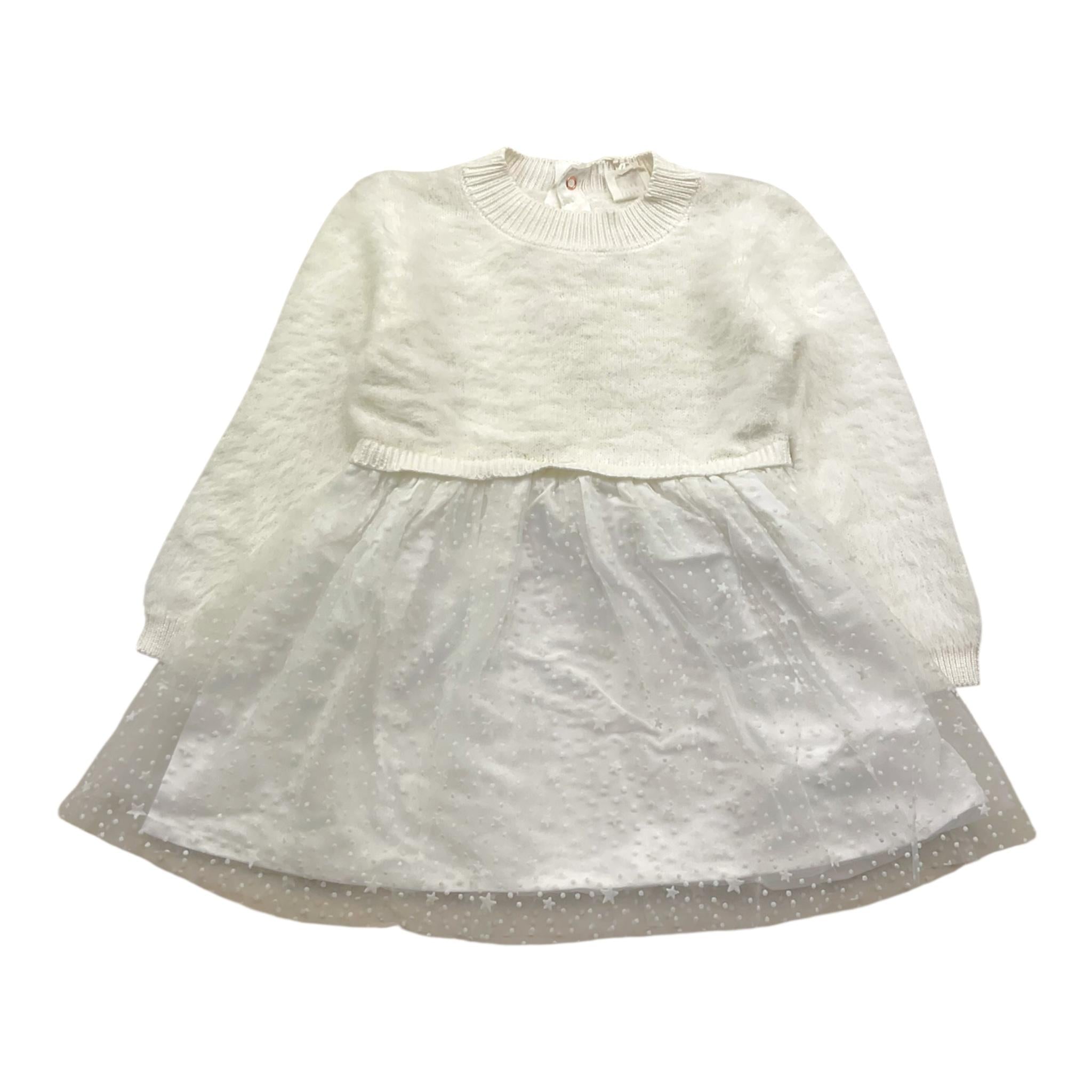 CARRE'MENT BEAU abito tinta unita con tulle Bianco per Bambina Y30197 BIANCO CARRE'MENT BEAU