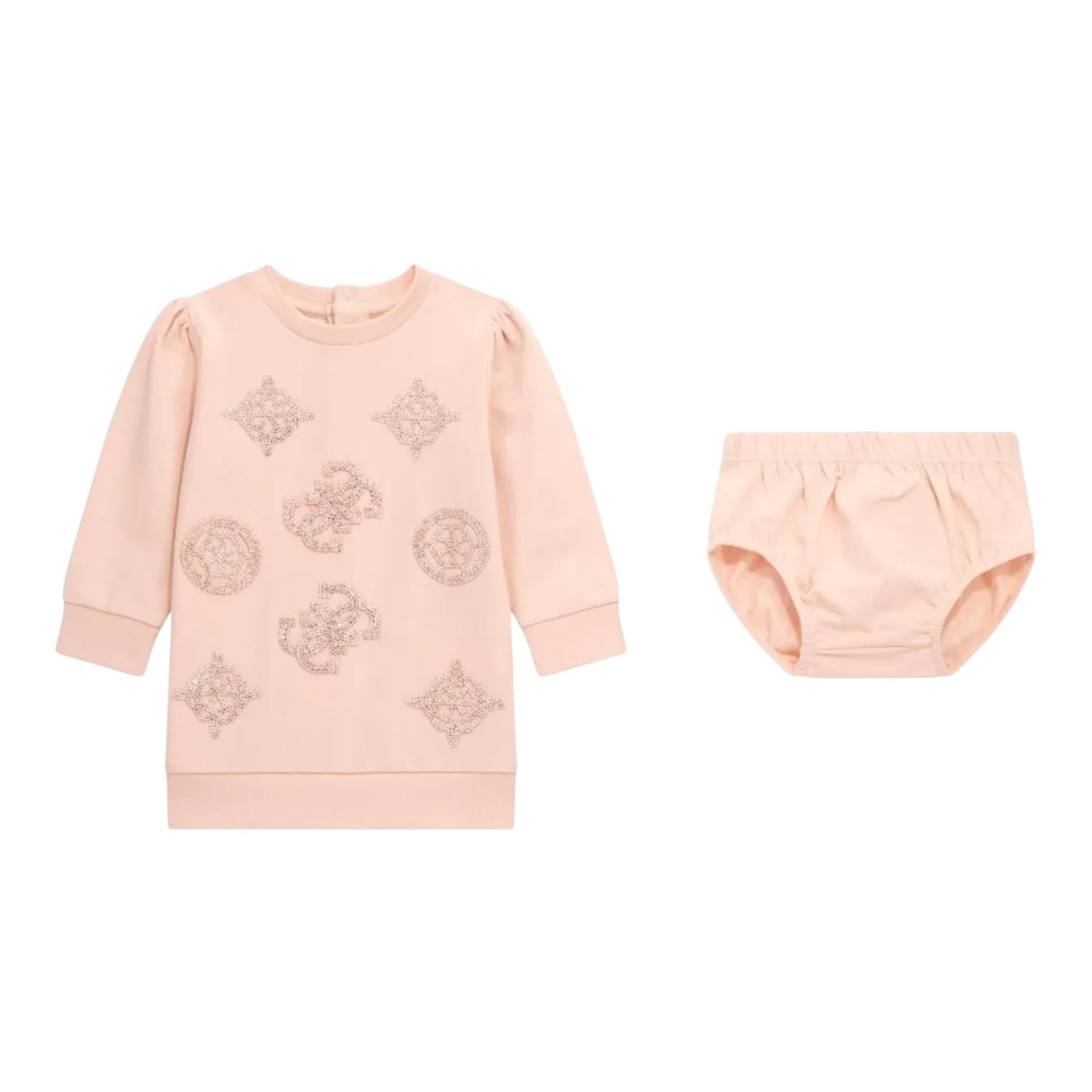 GUESS abito manica lunga tinta unita con brillantini e culotte Rosa per Neonata A4YK08KA6V4 ROSA GUESS