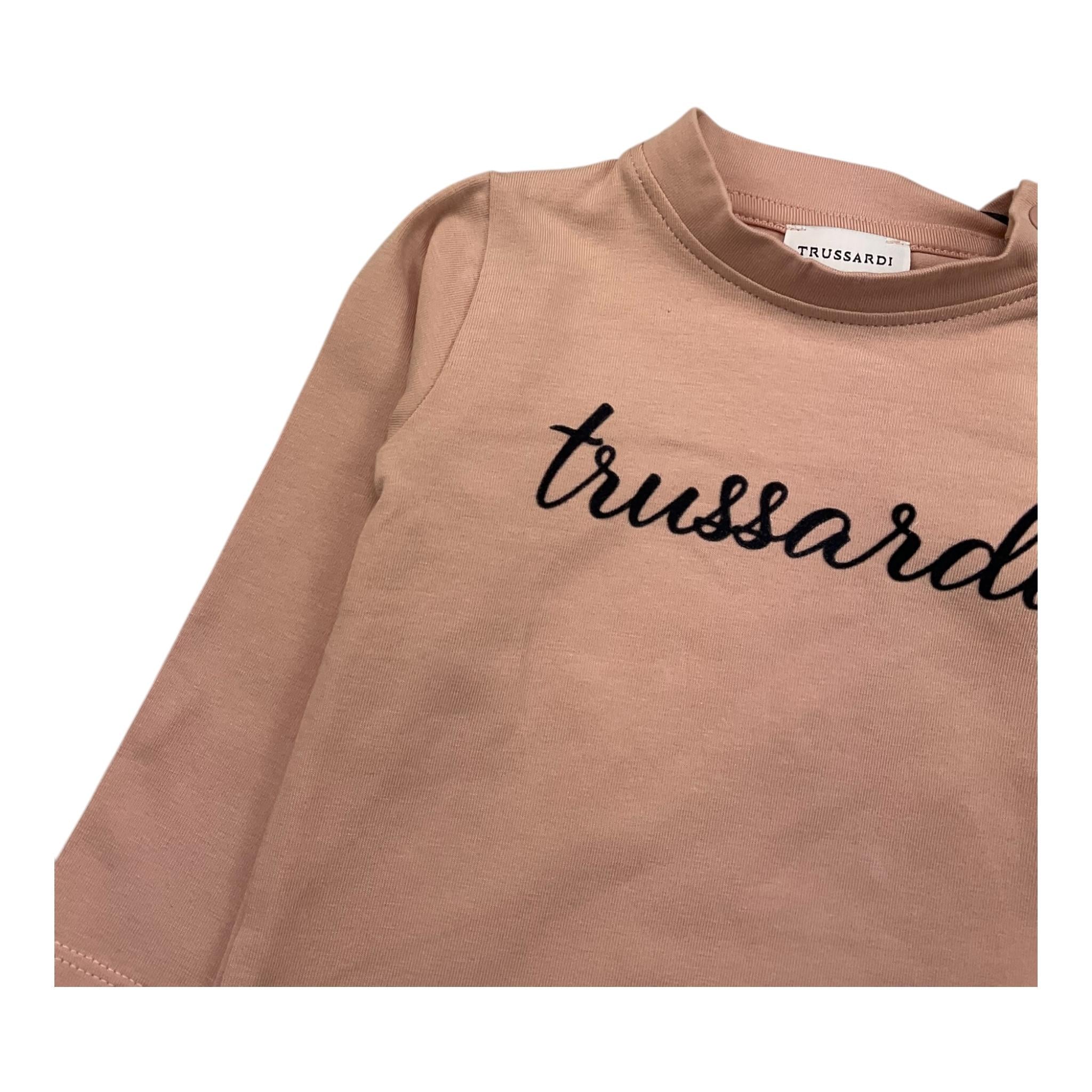 TRUSSARDI shirt girocollo tinta unita con stampa logo Rosa per Neonata TIA25008TS ROSA TRUSSARDI