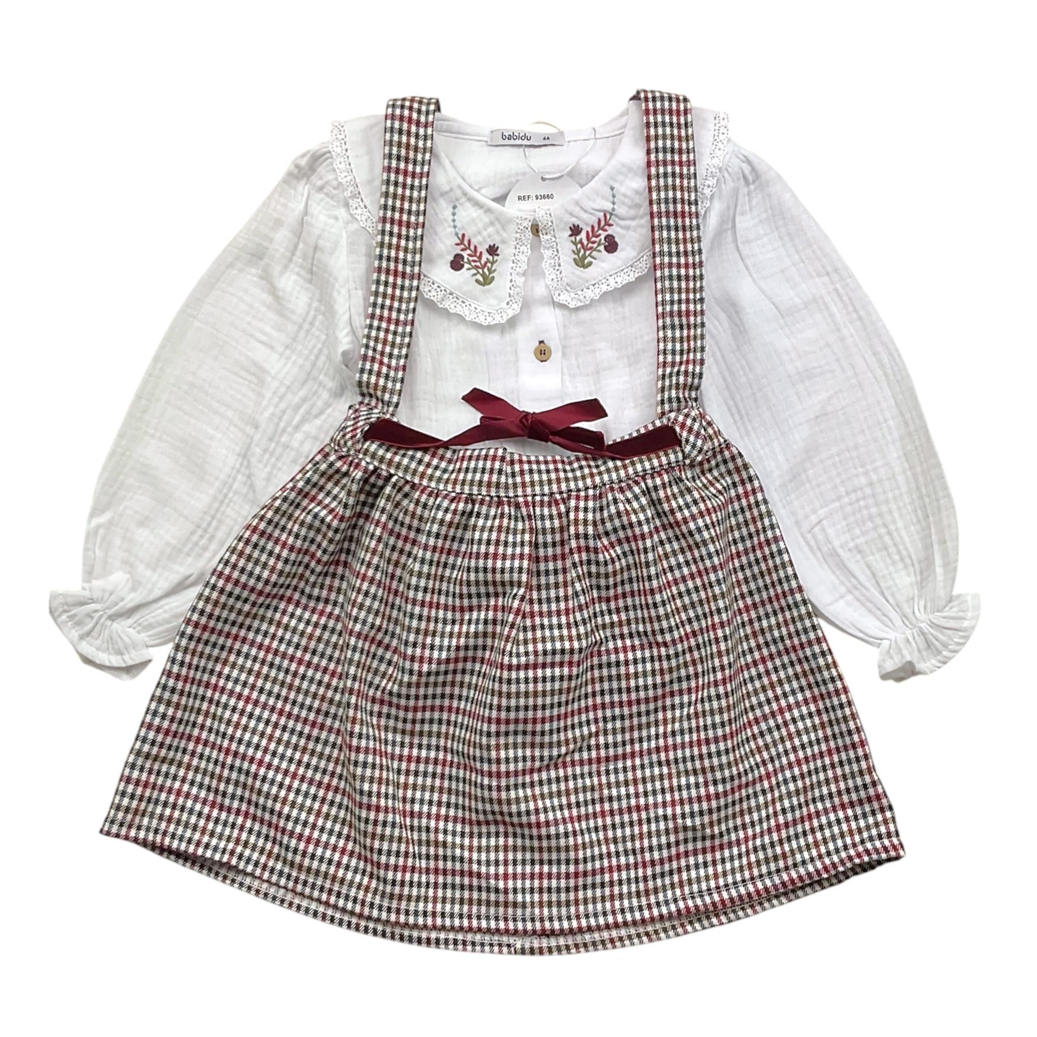 BABIDU completo 2pz salopette-camicia fantasia a quadri Bianco per Neonata 93660 BIANCO BABIDU