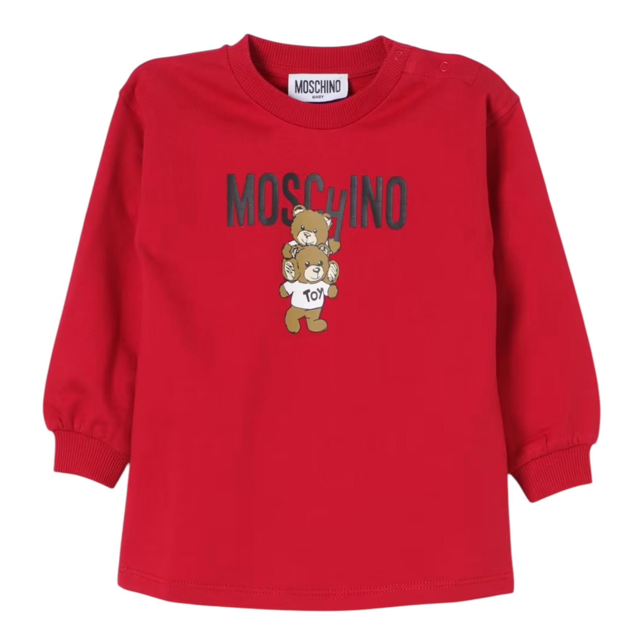 MOSCHINO abit manica lunga tinta unita con stampa in contrasto Rosso per Neonata MDV0BNLC ROSSO MOSCHINO