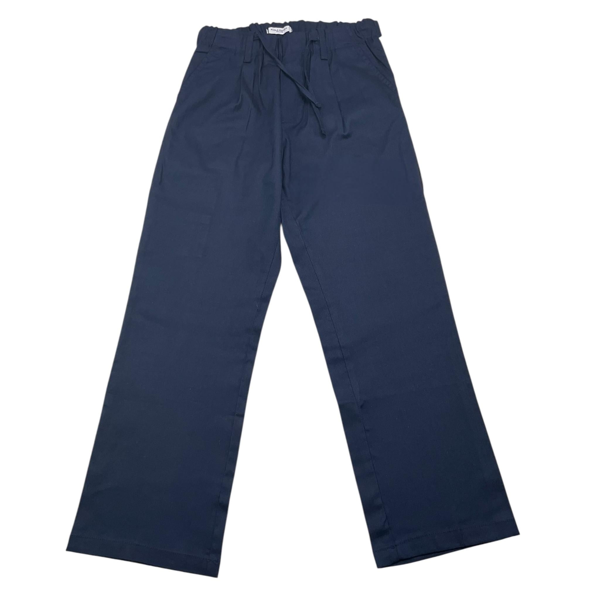 pantalone tinta unita con elastico in vita PP4073 BLU PAOLO PECORA