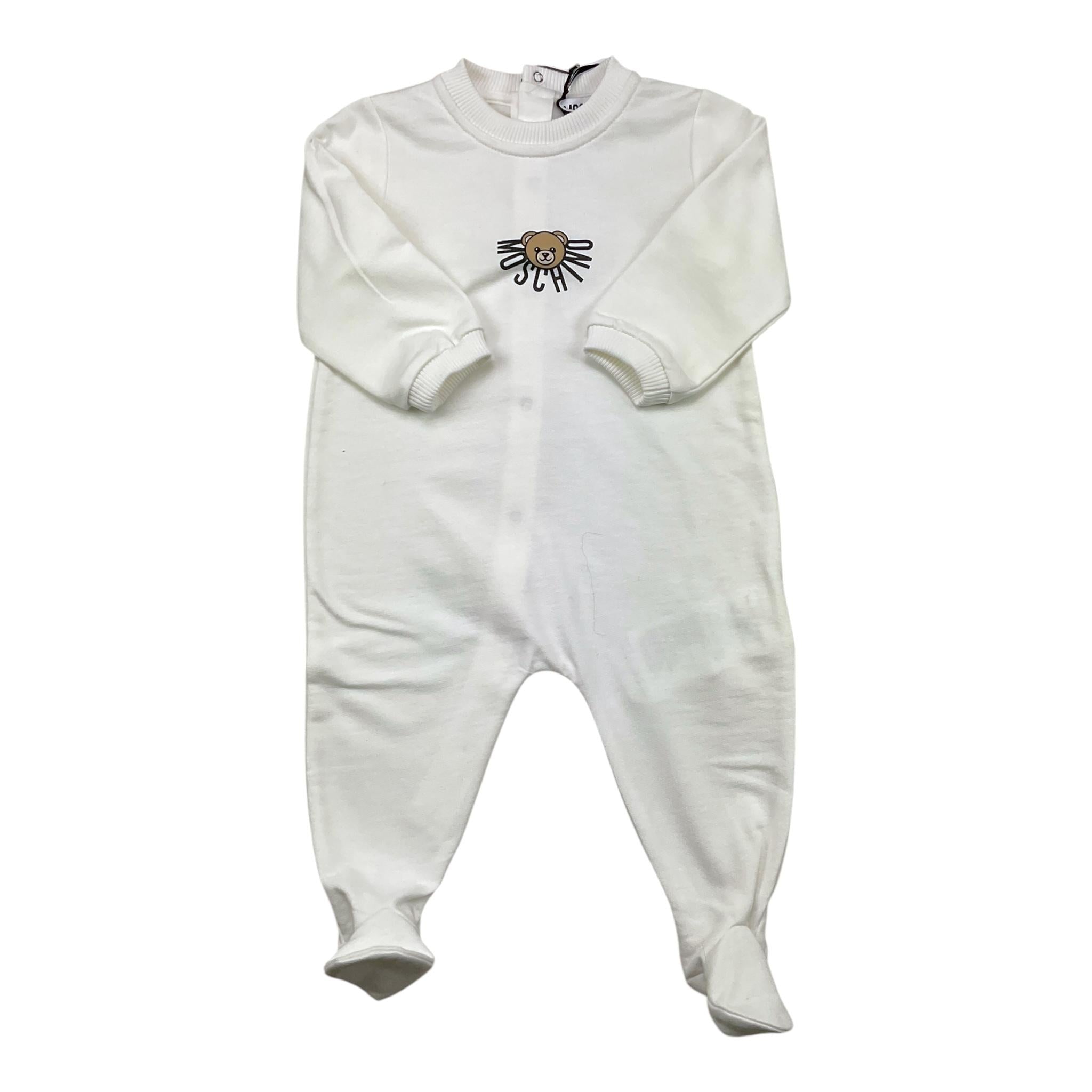 MOSCHINO tutina tinta unita con stampa Bianco per Neonato MNY05L BIANCO MOSCHINO