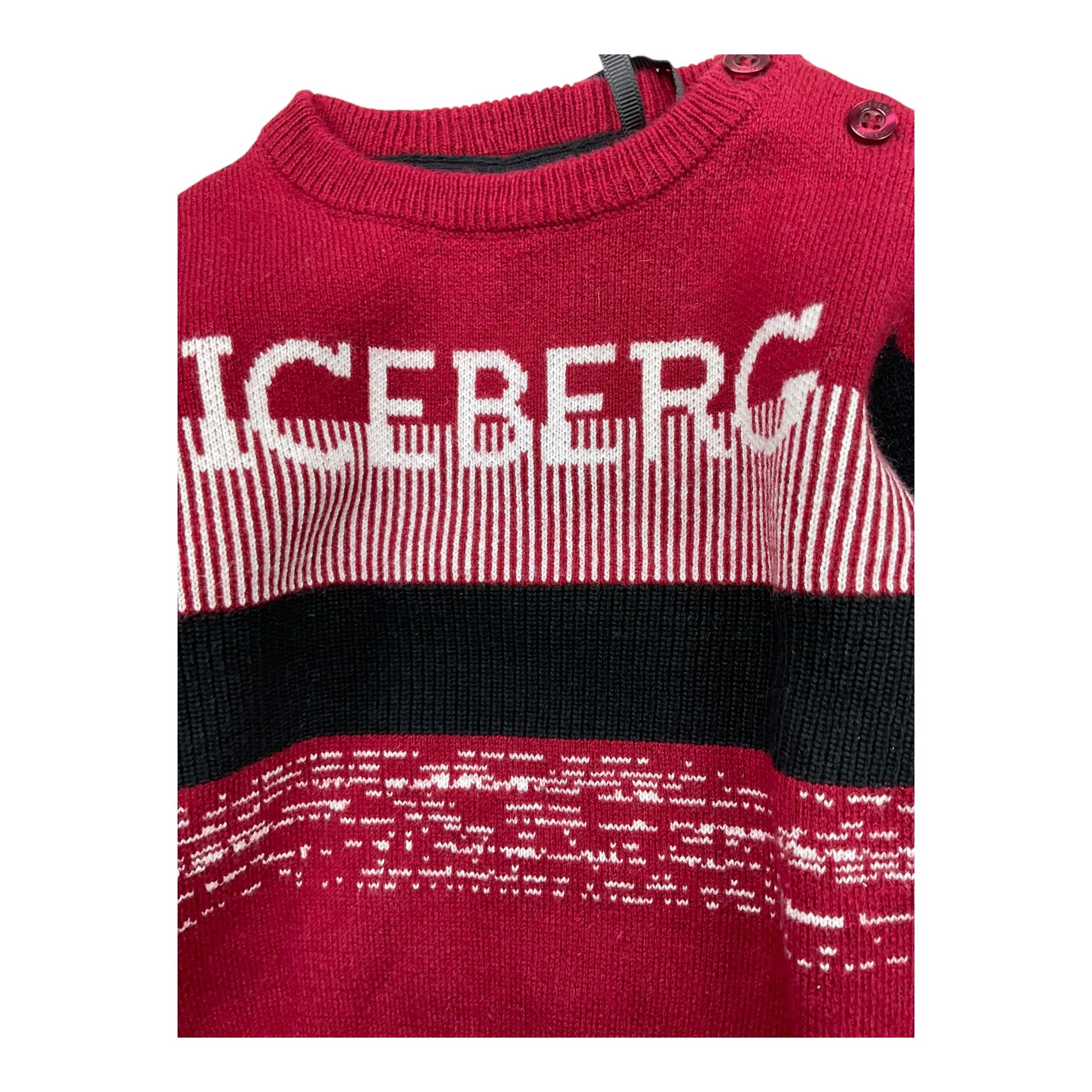 ICEBERG maglia girocollo tinta unita con stampe in contrasto Rosso per Bambino MGICE5301BJ ROSSO ICEBERG