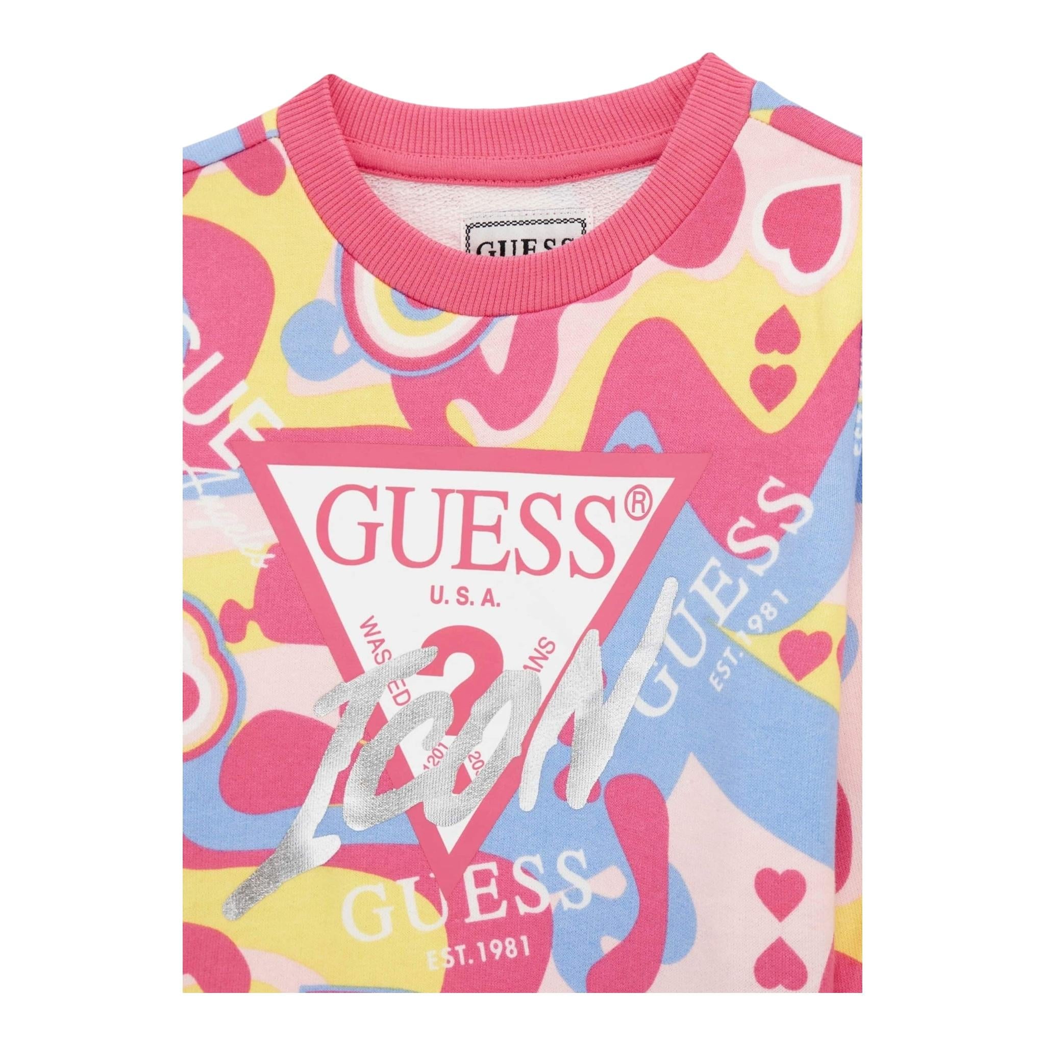 GUESS felpa chiusa girocollo stampa fantasia Fuxia per Neonata K4YQ05KA6R3 FUXIA GUESS
