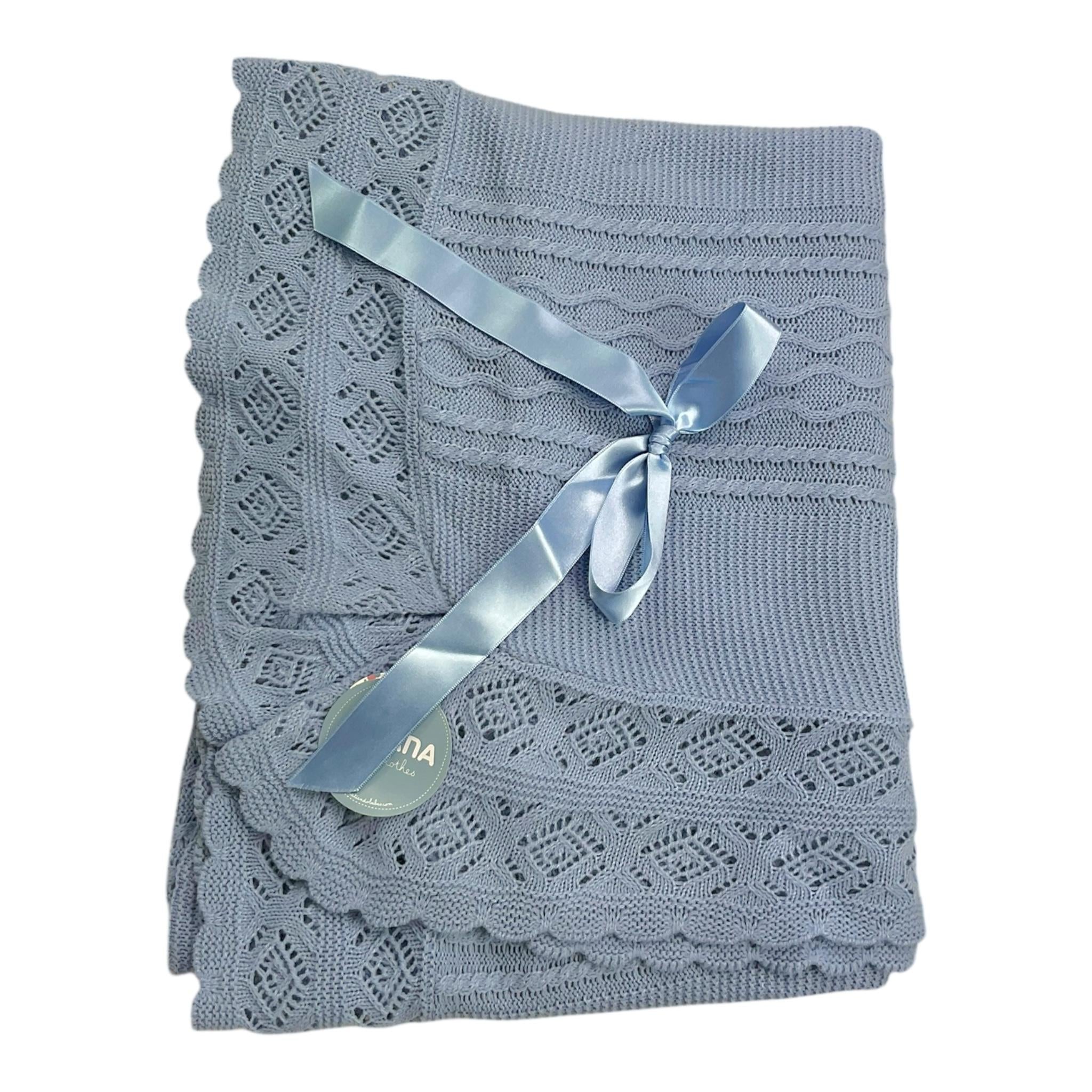 JULIANA coperta tinta unita con fiocco Azzurro per Neonata 24516 AZZURRO JULIANA