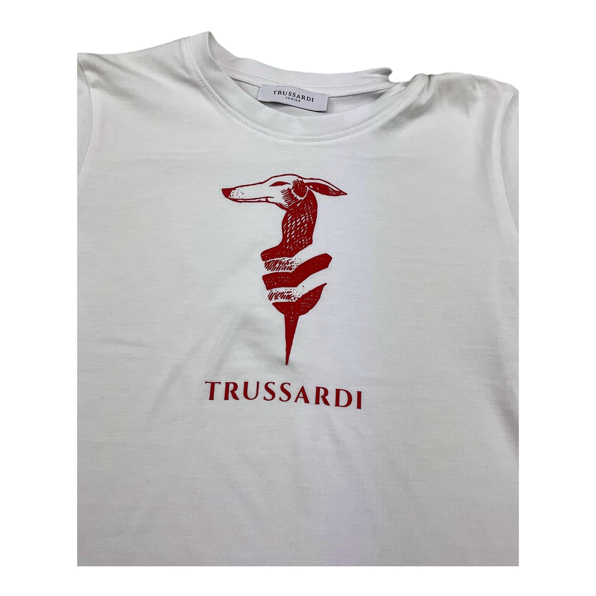 TRUSSARDI t-shirt girocollo tinta unita con logo Bianco per Bambina TGA25054TS BIANCO TRUSSARDI