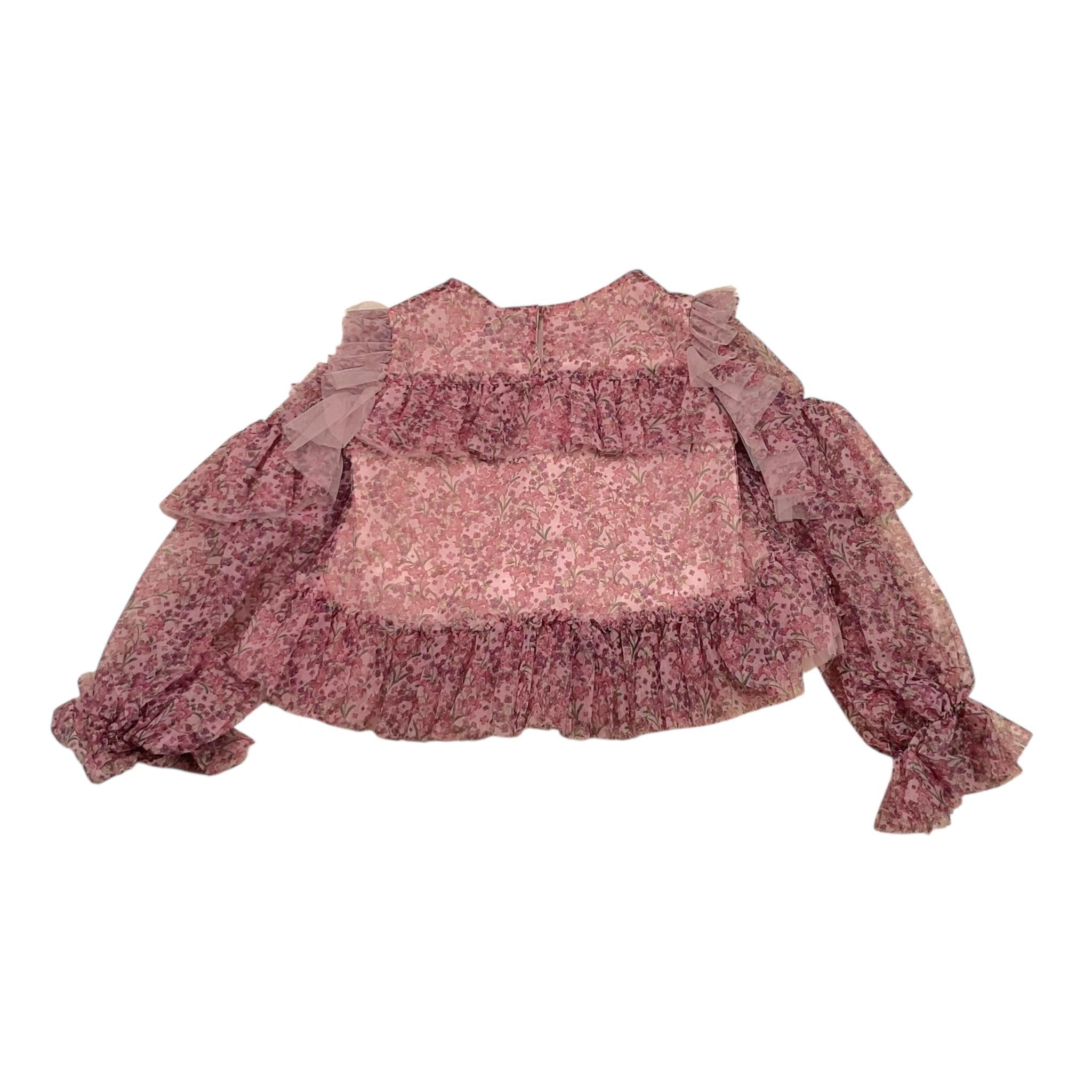 SIMONETTA camicia modello crop tinta unita con tulle e fantasia Glicine per Bambina ST5A60 GLICINE SIMONETTA