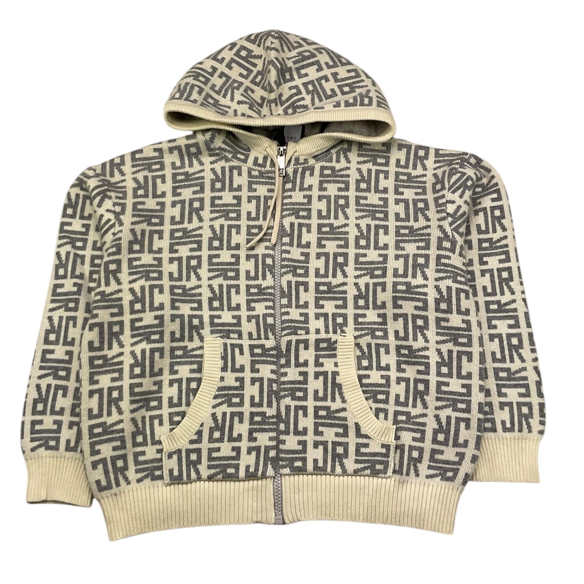 JOHN RICHMOND felpa in maglia con zip e cappuccio e stampe logo Panna per Bambino RBA25111MA PANNA JOHN RICHMOND