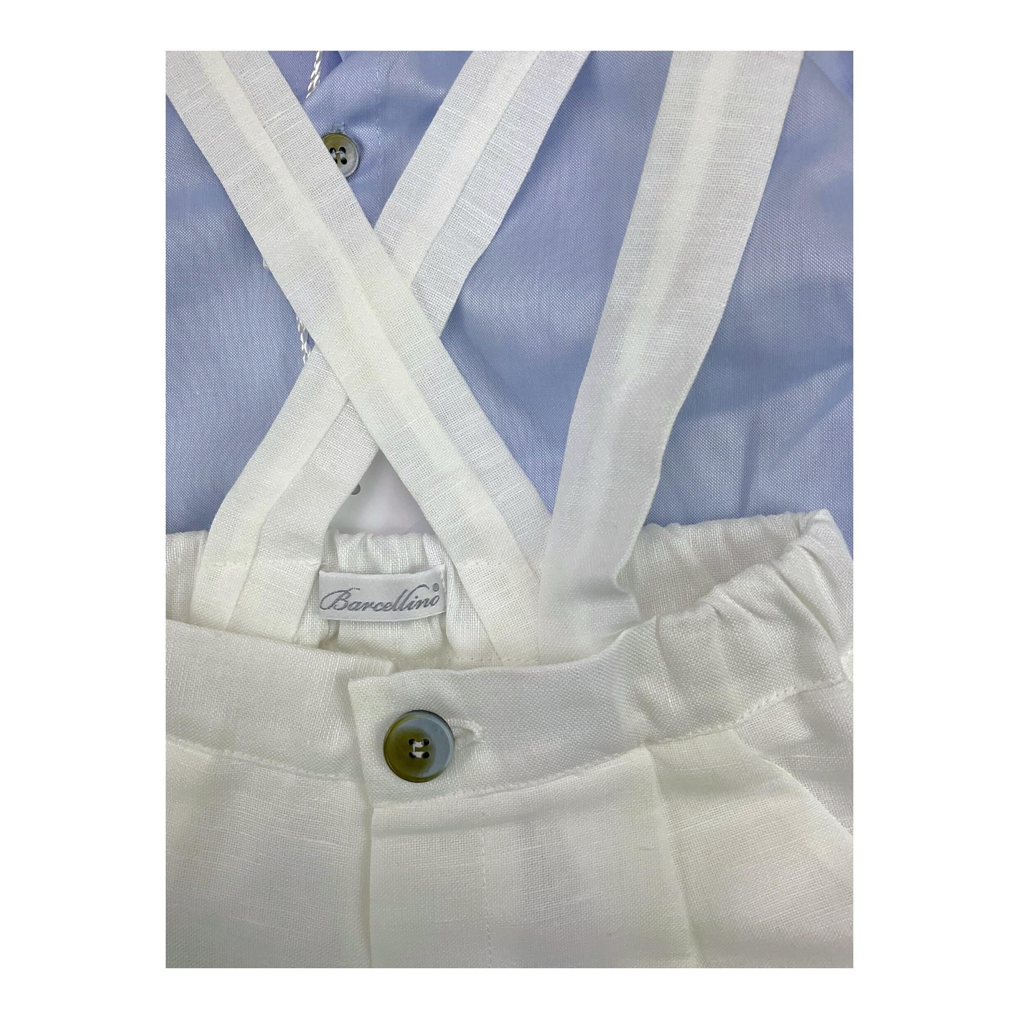 Barcellino Completo 2 Pezzi Camicia-Bermuda-Bianco per Neonato 110110 BIANCO BARCELLINO