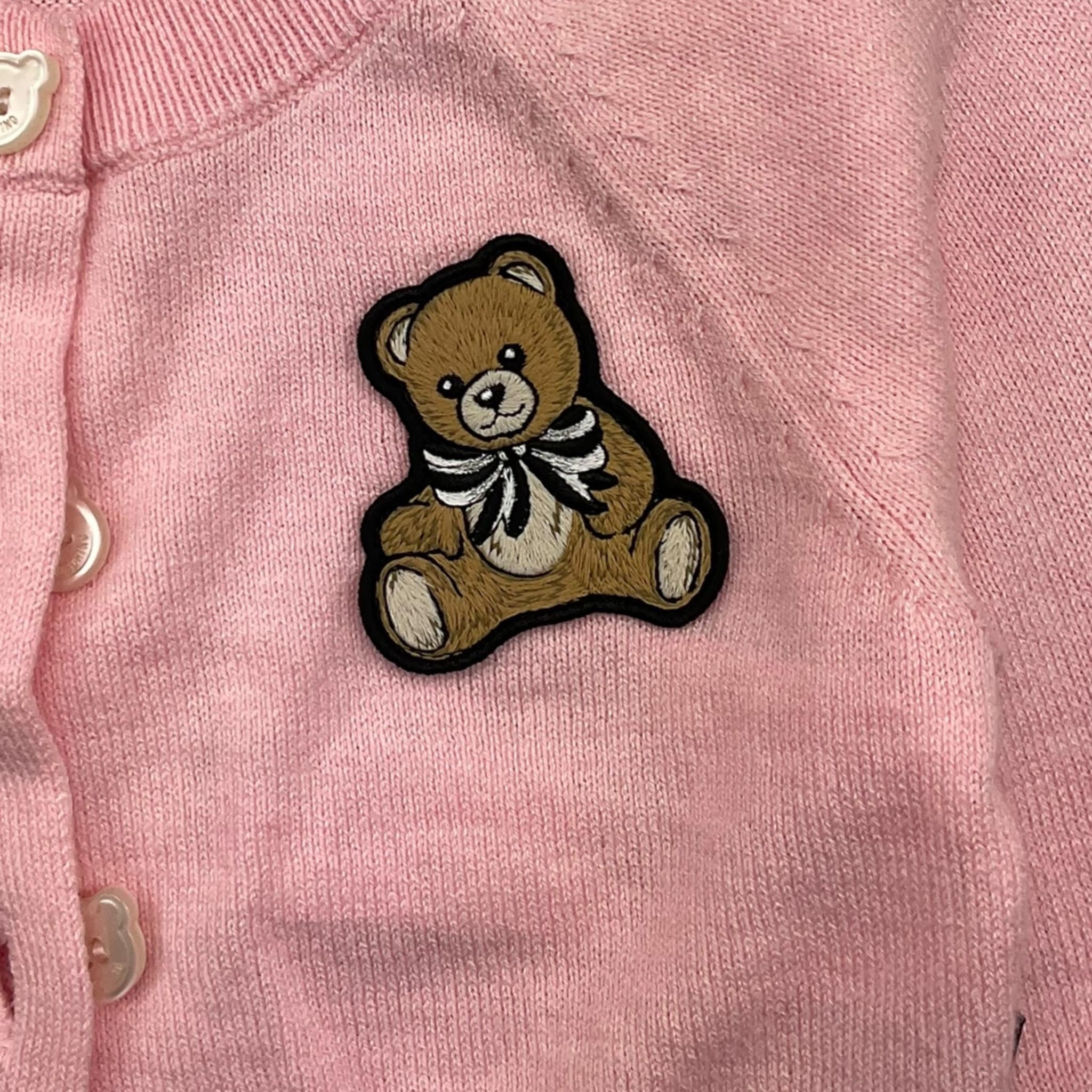 MOSCHINO cardigan tinta unita con logo Rosa per Neonata MDW015 ROSA MOSCHINO