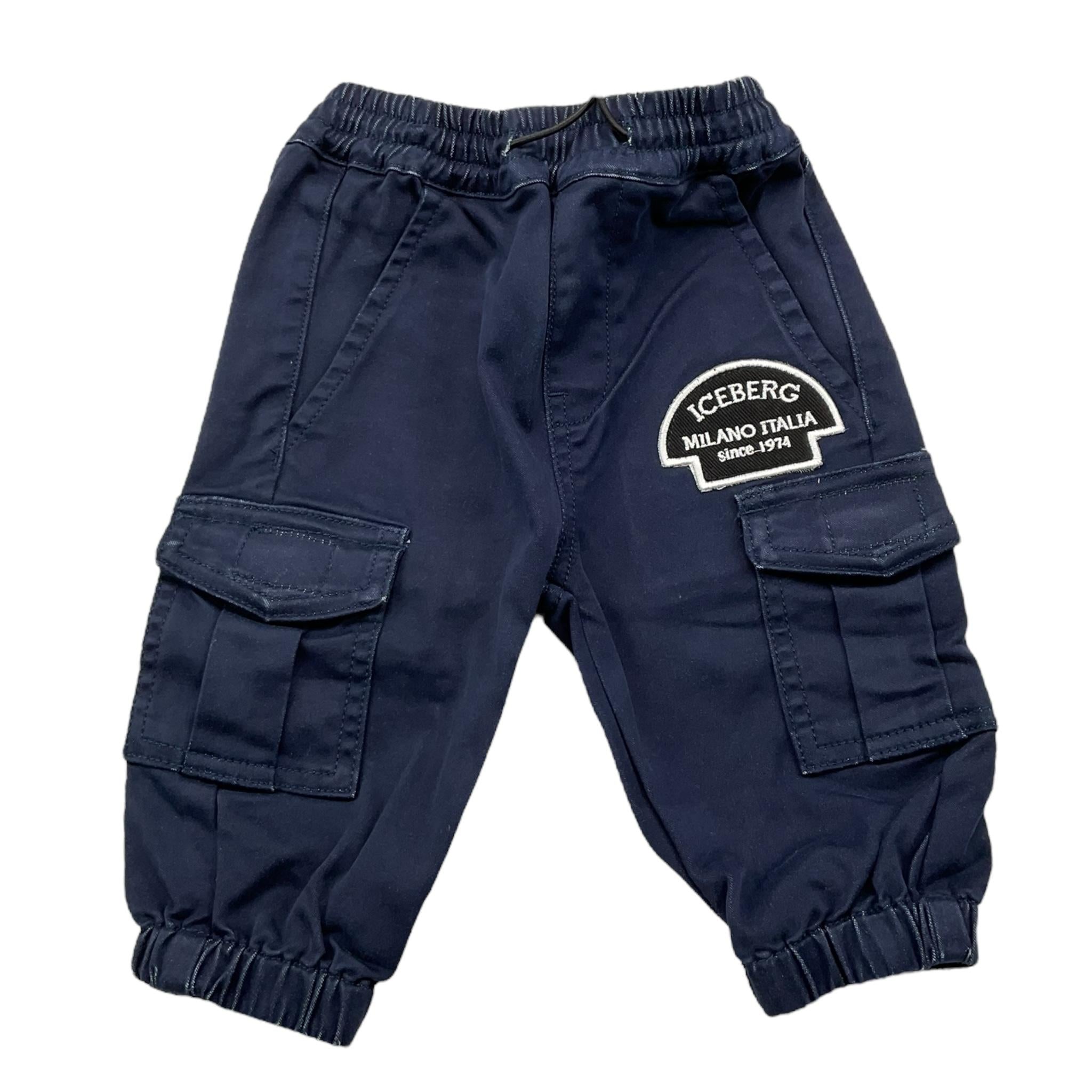 ICEBERG pantalone tinta unita con elastico in vita Blu per Bambino PTICE5301BNJX BLU ICEBERG