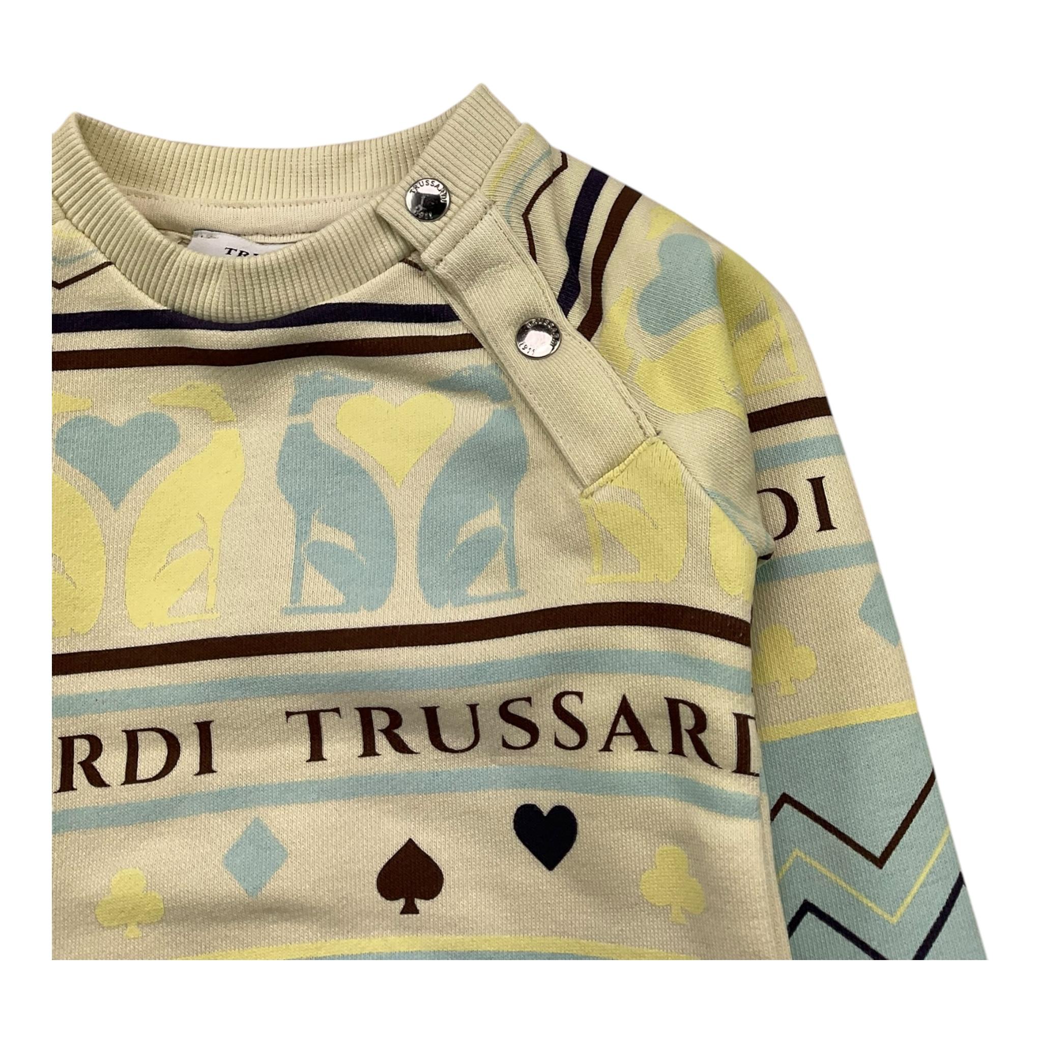 TRUSSARDI felpa chiusa girocollo stampa fantasia Avorio per Neonato TIA25168 AVORIO TRUSSARDI