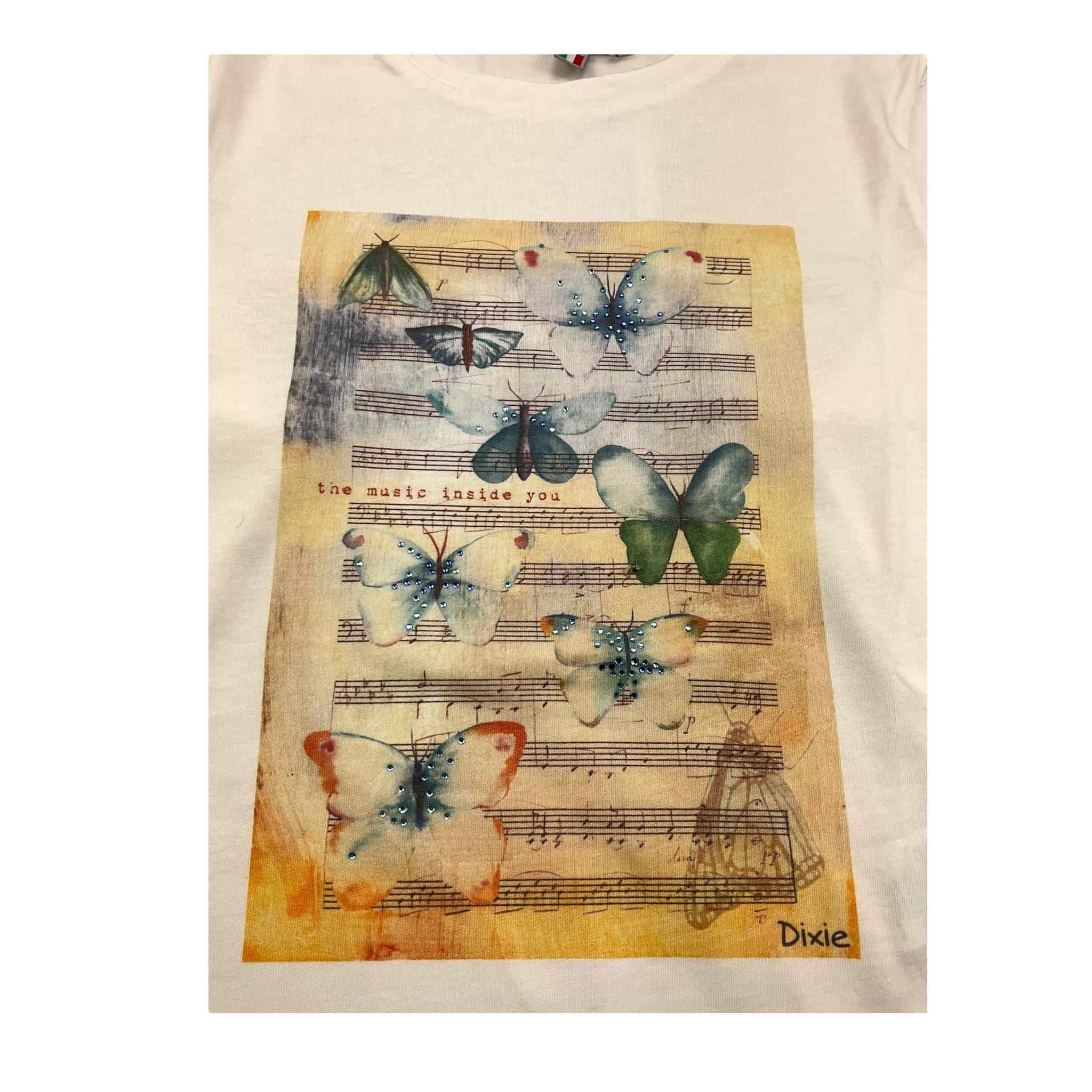 DIXIE shirt girocollo tinta unita con stampe in contrasto Panna per Bambina LB68030G34 PANNA DIXIE