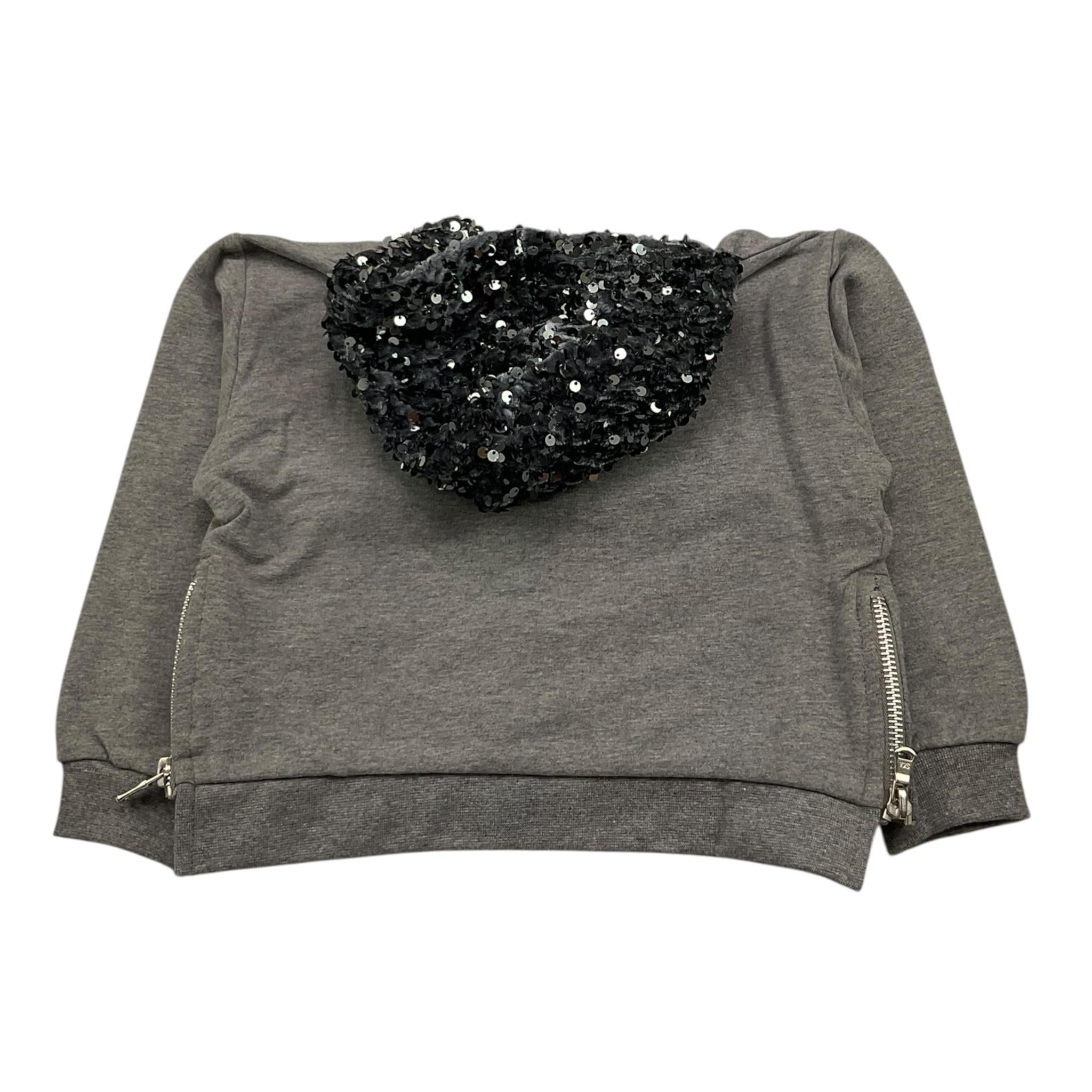 M+E' felpa con zip e cappuccio tinta unita con paillettes Grigio per Bambina UE1551 GRIGIO M+E'