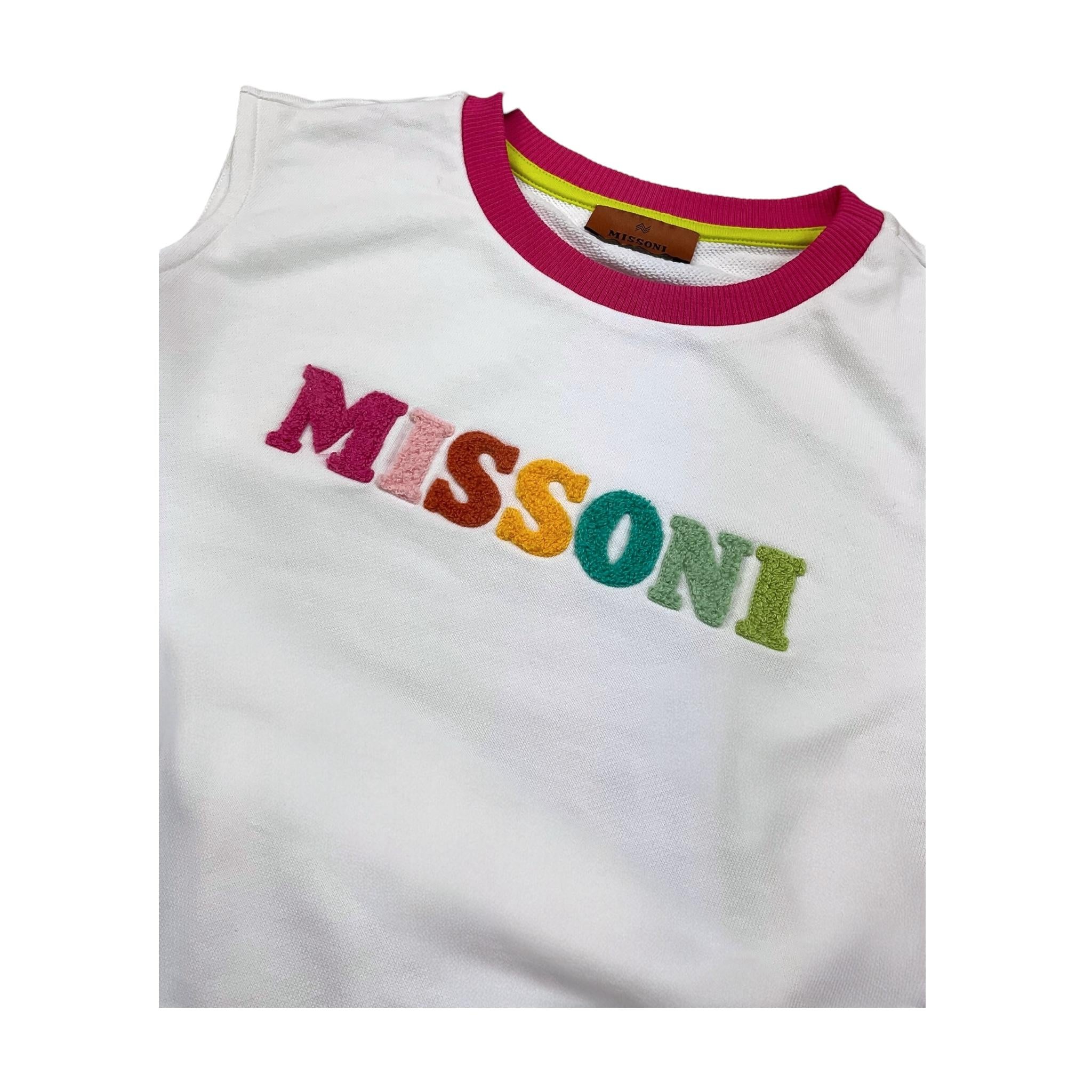 MISSONI completo 2 pezzi felpa-short tinta unita Bianco per Bambina MU3A10 BIANCO MISSONI