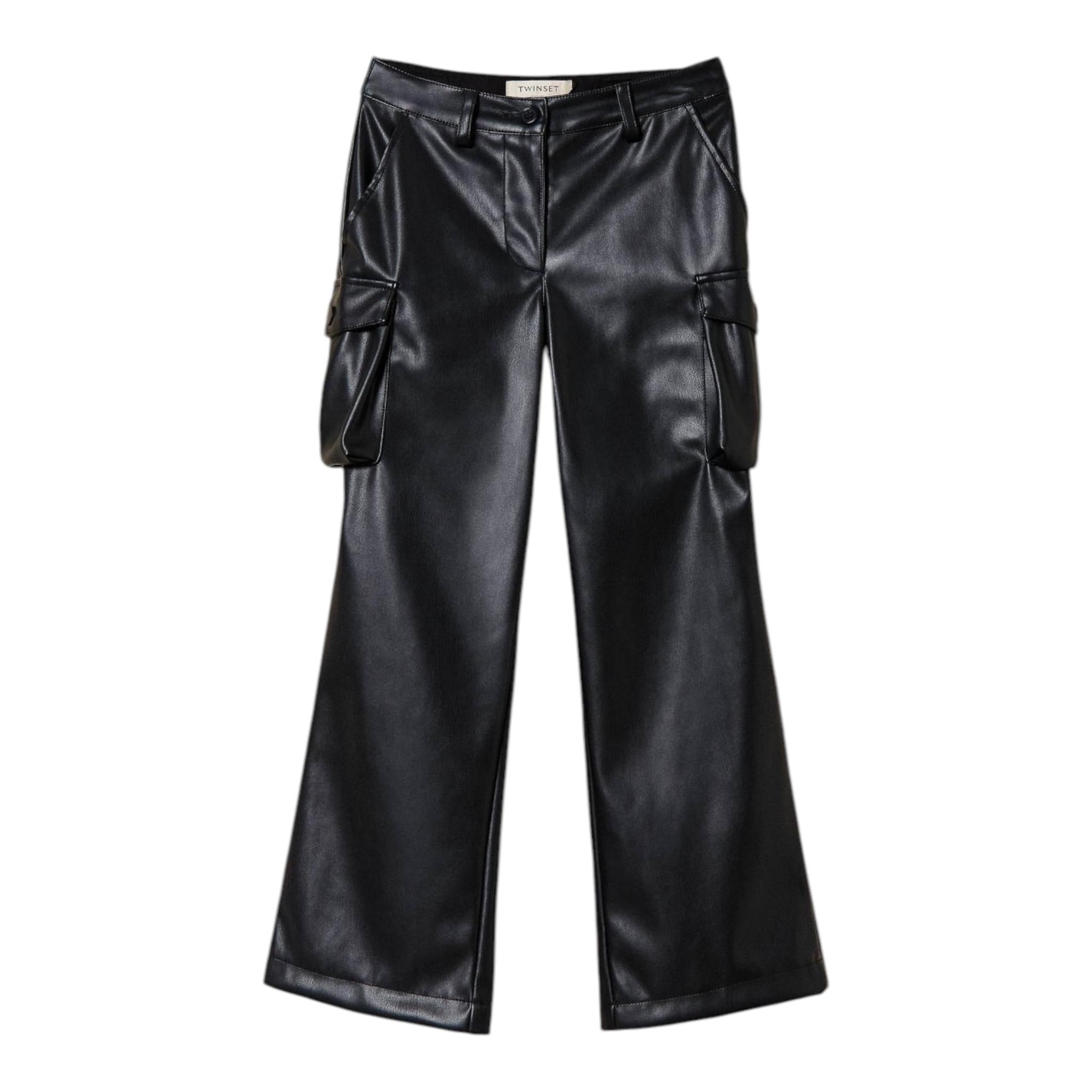 MOSCHINO pantalone tinta unita in ecopelle Nero per Bambina 242GJ2154 NERO MOSCHINO
