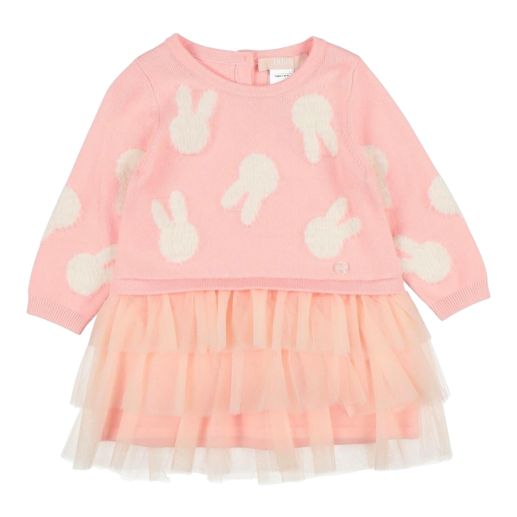 LIU JO abit manica lunga con tulle Rosa per Neonata HF4065X ROSA LIU JO