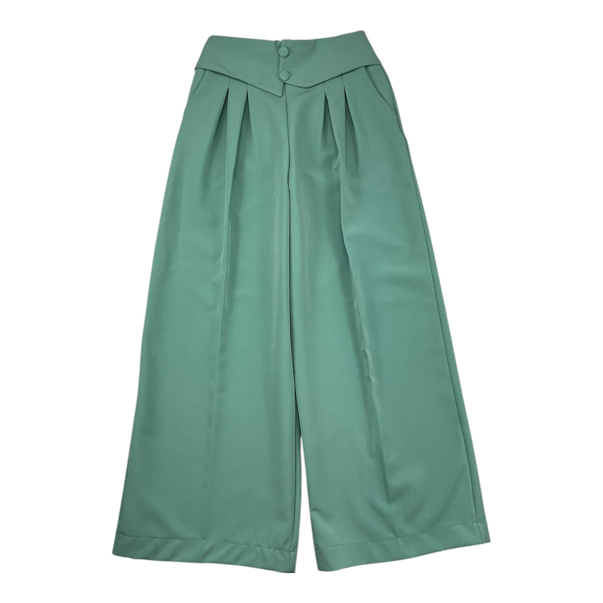 NAIDA pantalone tinta unita modello palazzo Verde per Bambina NAPA278 VERDE NAIDA