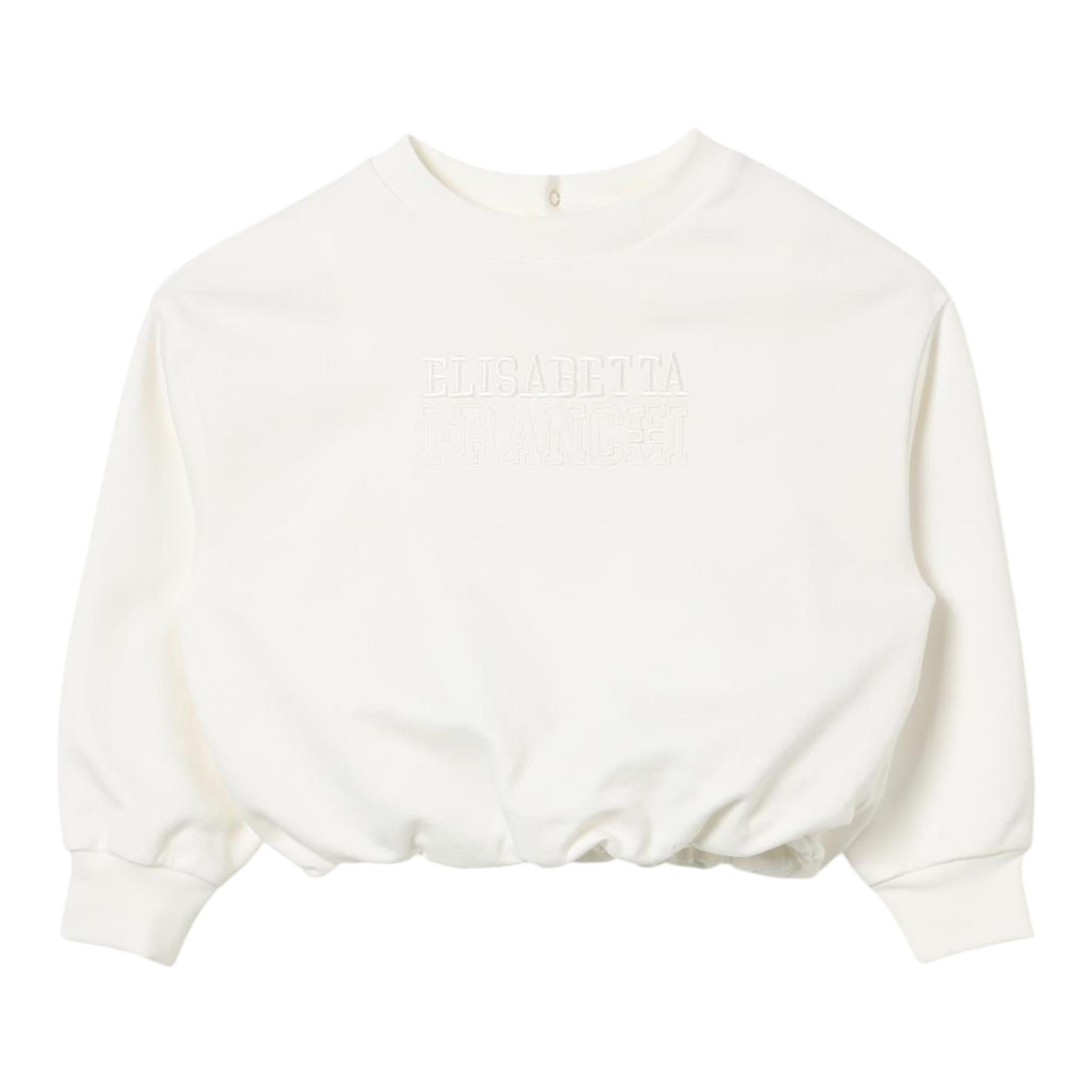 ELISABETTA FRANCHI felpa chiusa girocollo tinta unita con ricamo logo Panna per Neonata EGFE046X PANNA ELISABETTA FRANCHI