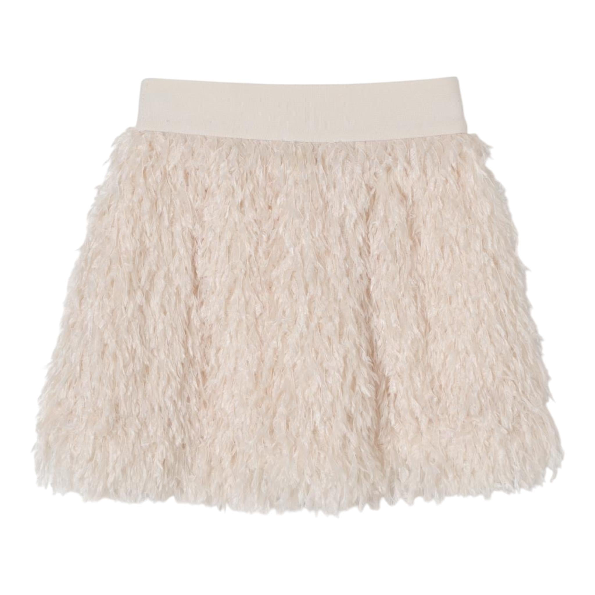 MISS BLUMARINE gonna tinta unita con piume Panna per Bambina IF4129J PANNA MISS BLUMARINE