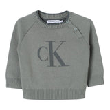 CALVIN KLEIN maglia tinta unita girocollo con stampa Verde per Neonato IN0IN00205X VERDE CALVIN KLEIN