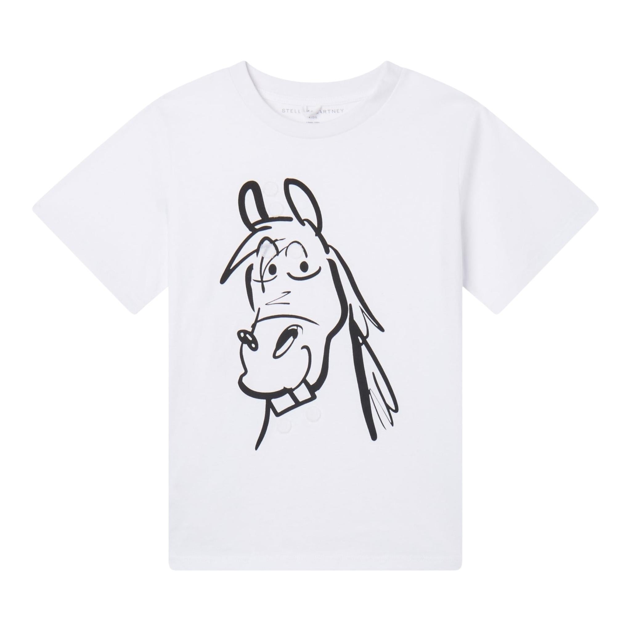 STELLA McCARTNEY t-shirt girocollo tinta unita con stampa con strappi Bianco per Bambino TV8R41 BIANCO STELLA McCARTNEY