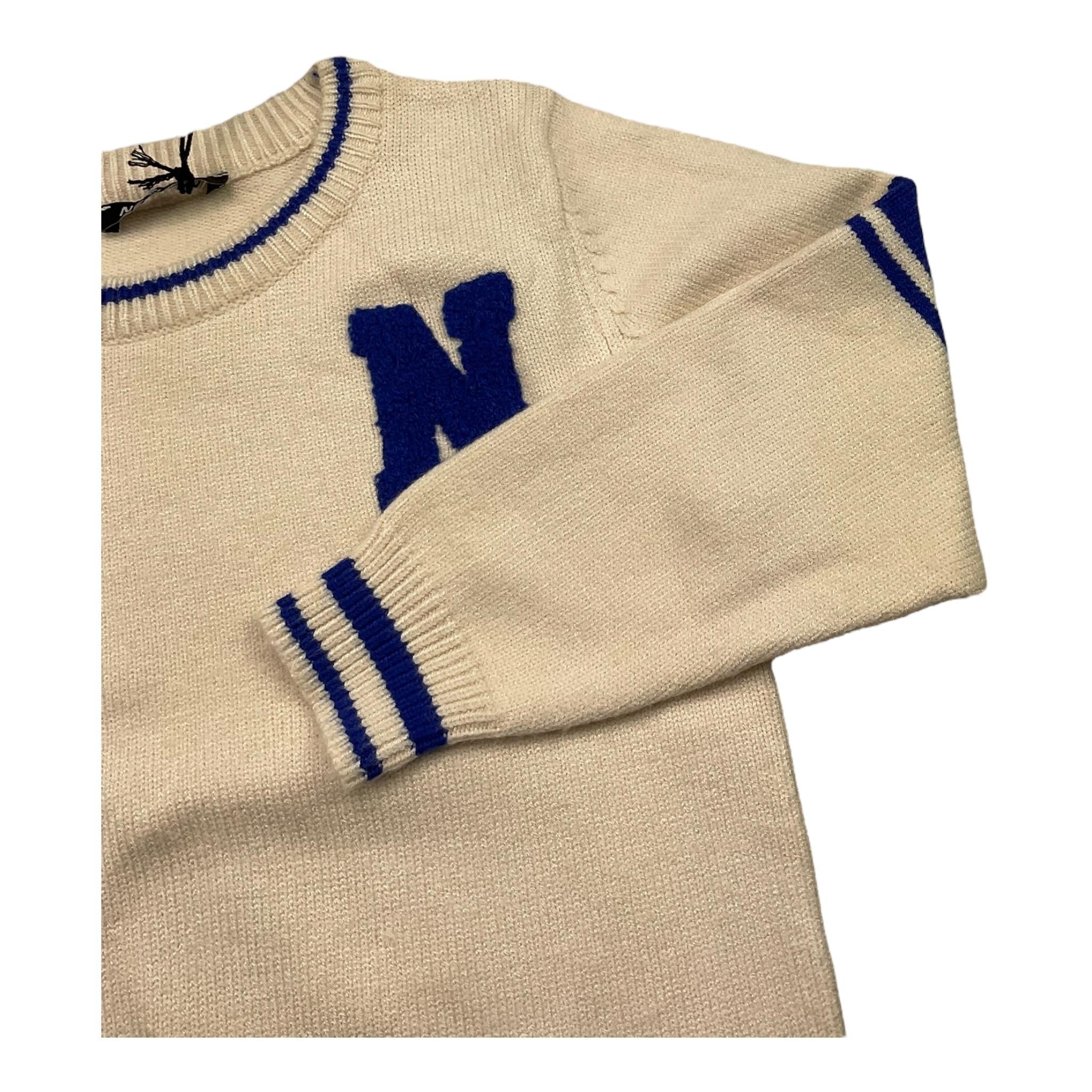 NEVER TOO maglia girocollo tinta unita con ricami in contrasto Panna per Bambino NT2175B PANNA NEVER TOO