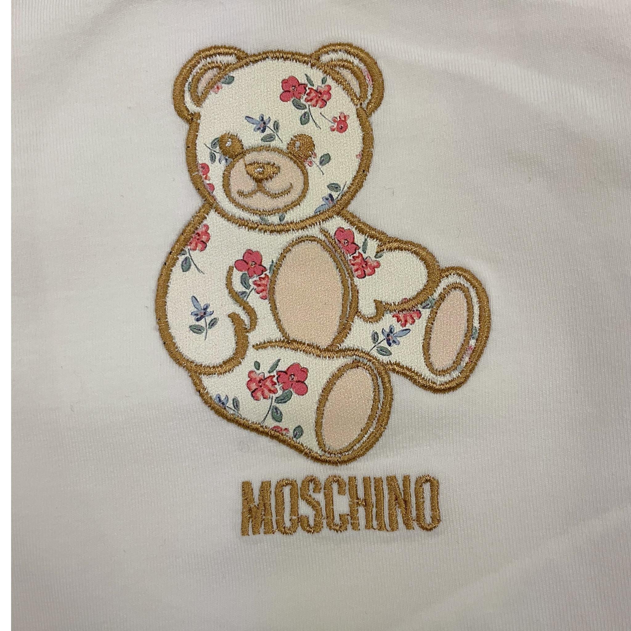 MOSCHINO completo 2pz shirt-gonna tinta unita con stampa fiori Bianco per Neonata MDK03E BIANCO MOSCHINO