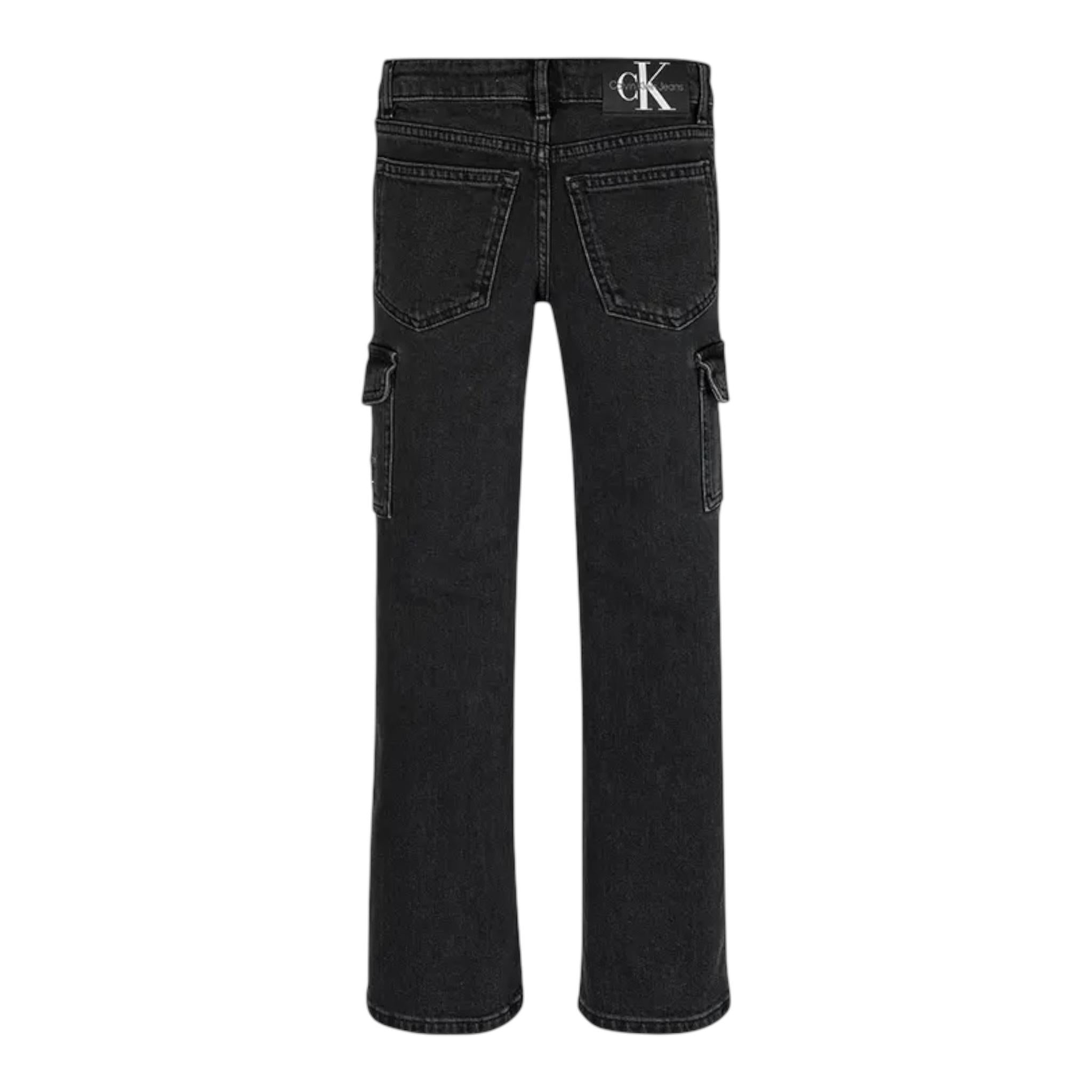 CALVIN KLEIN jeans tinta unita con girovita regolabile Nero per Bambino IG0IG02510 NERO CALVIN KLEIN