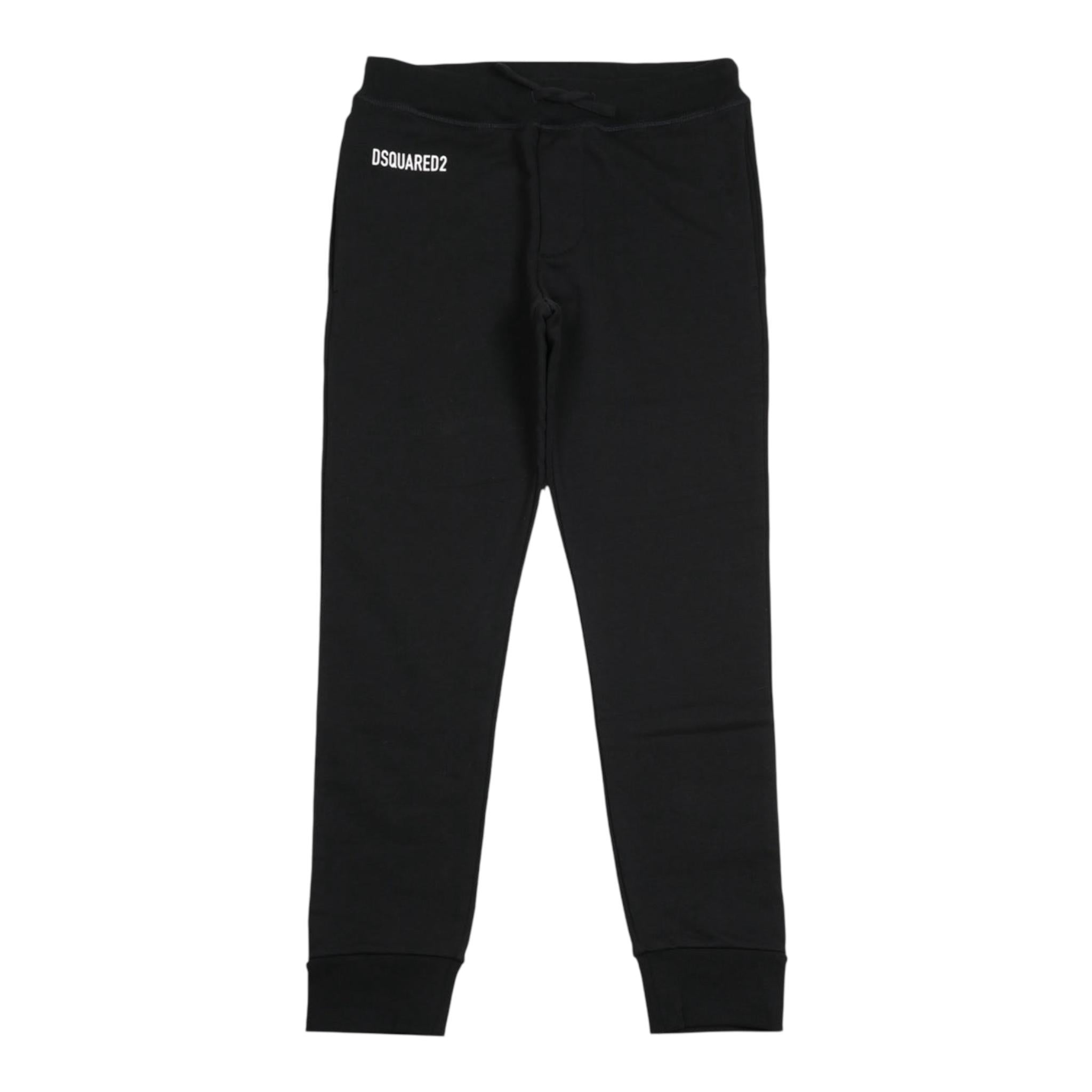 DSQUARED2 pantalone tuta tinta unita con stampa logo Nero per Bambino DQ2527XX NERO DSQUARED2