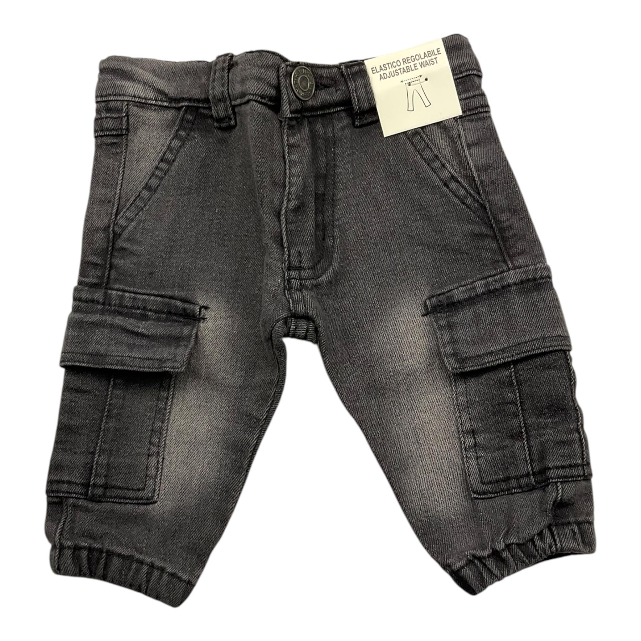 EMC jeans tinta unita con tasconi Nero per Neonato BZ7073 NERO EMC