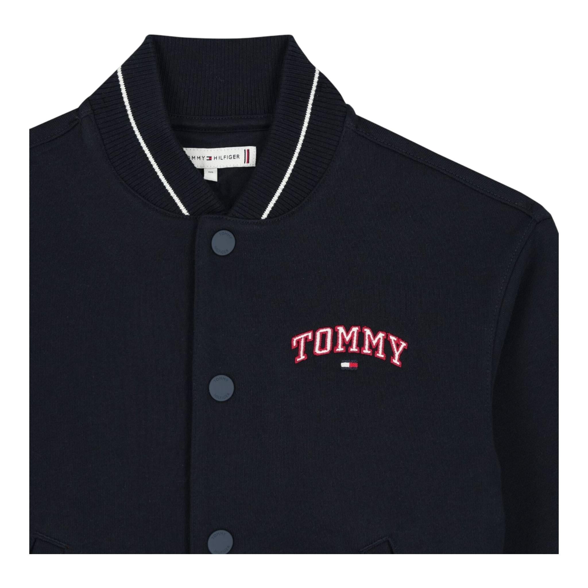 TOMMY HILFIGER felpa tinta unita con bottoni e stampa Blu per Bambino KS0KS00570 BLU TOMMY HILFIGER