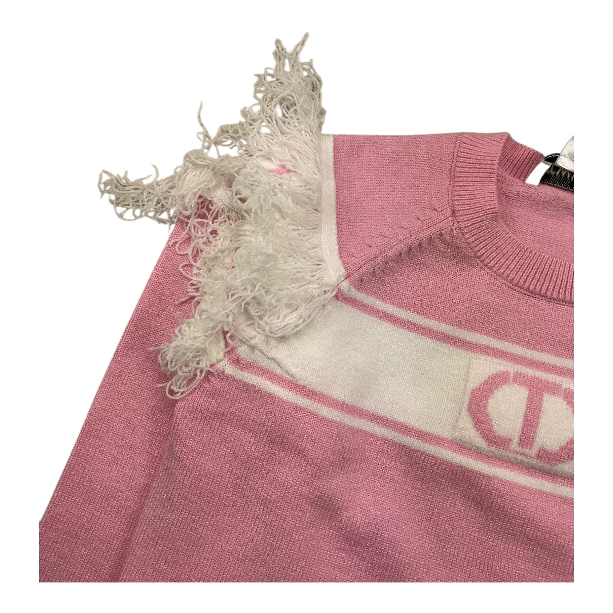 TWINSET maglia girocollo tinta unita con frange Rosa per Neonata 242GJ3163 ROSA TWINSET