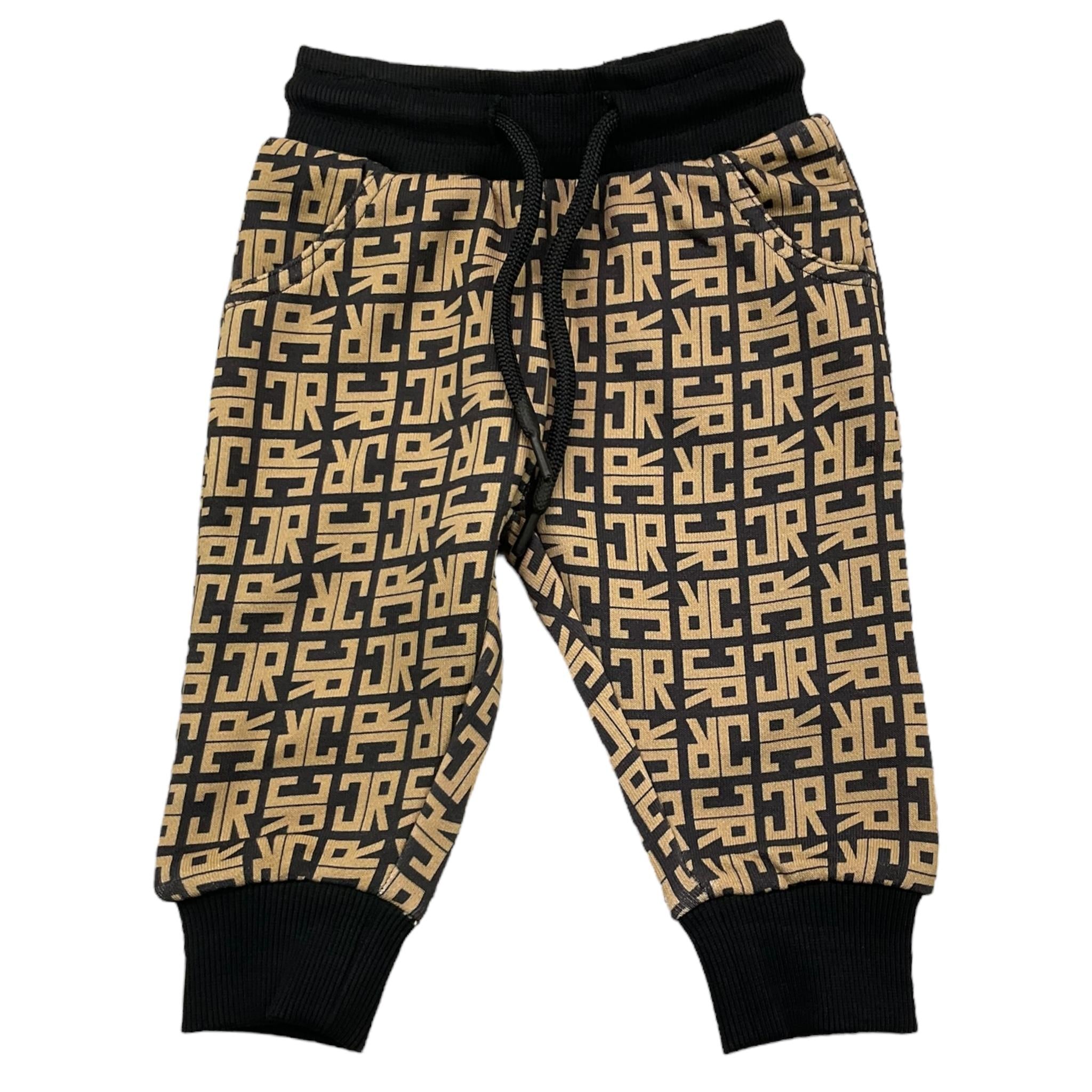 JOHN RICHMOND pantalone tuta tinta unita con logo Nero/beige per Neonato RIA25049PA NERO/BEIGE JOHN RICHMOND