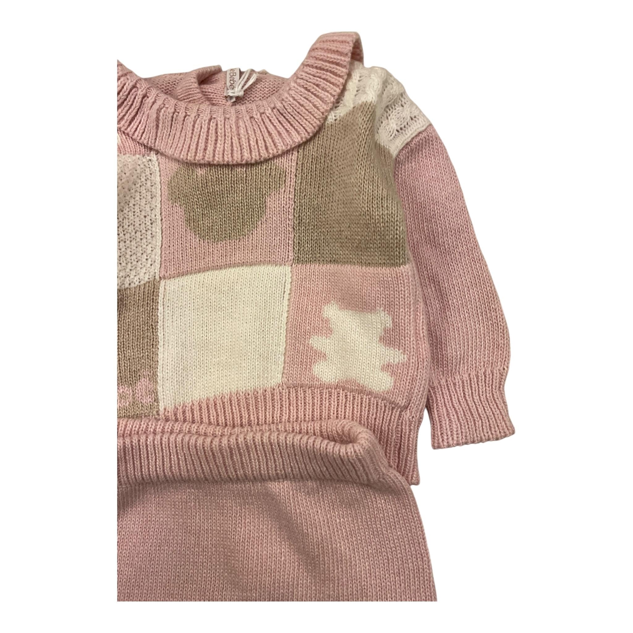 LE BEBE' completo 2pz maglia-leggins tinta unita con fantasia Rosa per Neonata LGB5933 ROSA LE BEBE'