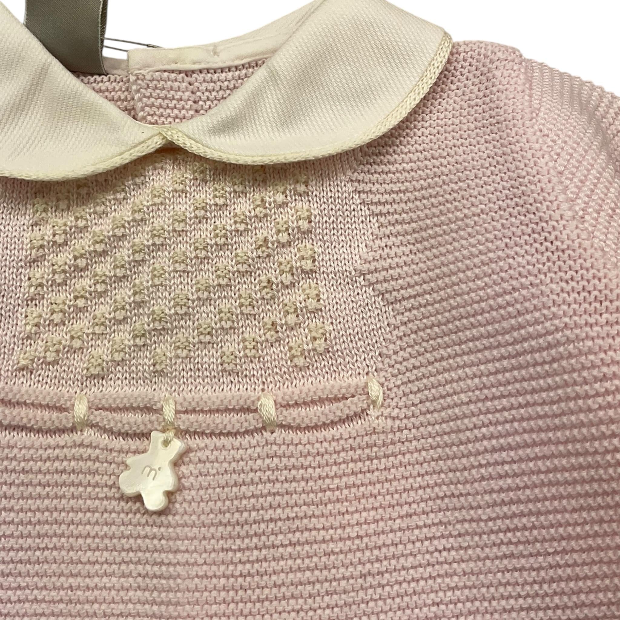 MARLU' completo tinta unita 2pz con colletto Rosa per Neonata ES5450 ROSA MARLU'