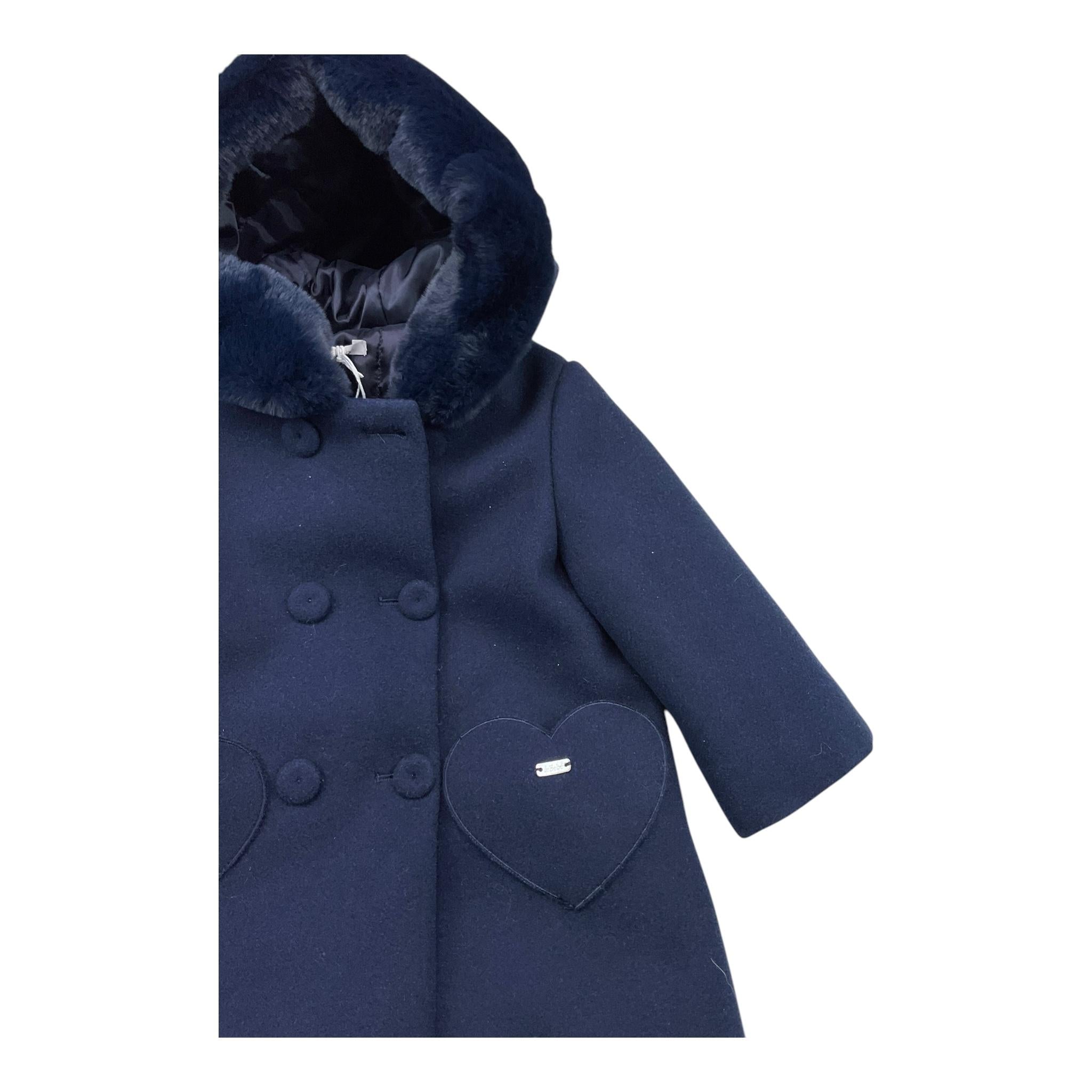 LE BEBE' cappotto tinta unita con cappuccio Blu per Neonata LBG6156 BLU LE BEBE'