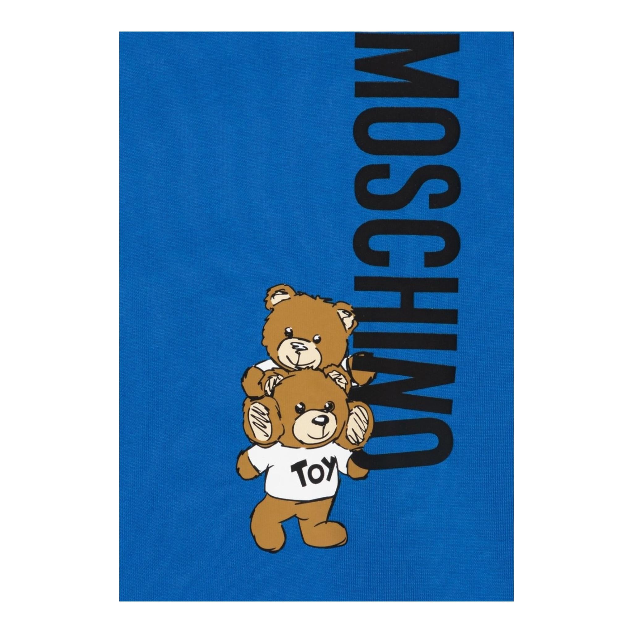 MOSCHINO felpa tinta unita gircollo con stampa Blu per Bambino H8F05RX BLU MOSCHINO