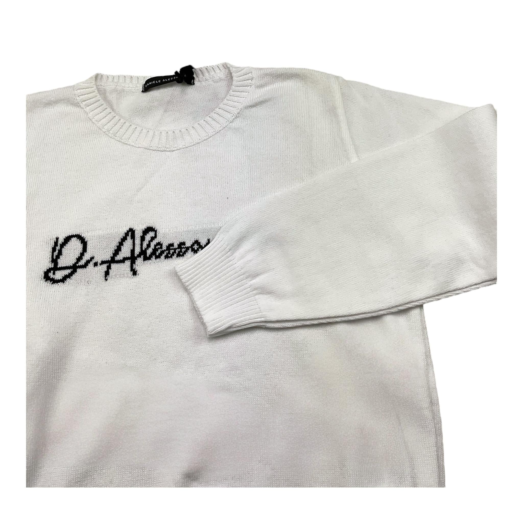 DANIELE ALESSANDRINI maglia girocollo tinta unita con stampa Bianco per Bambino 1291W00040JX BIANCO DANIELE ALESSANDRINI