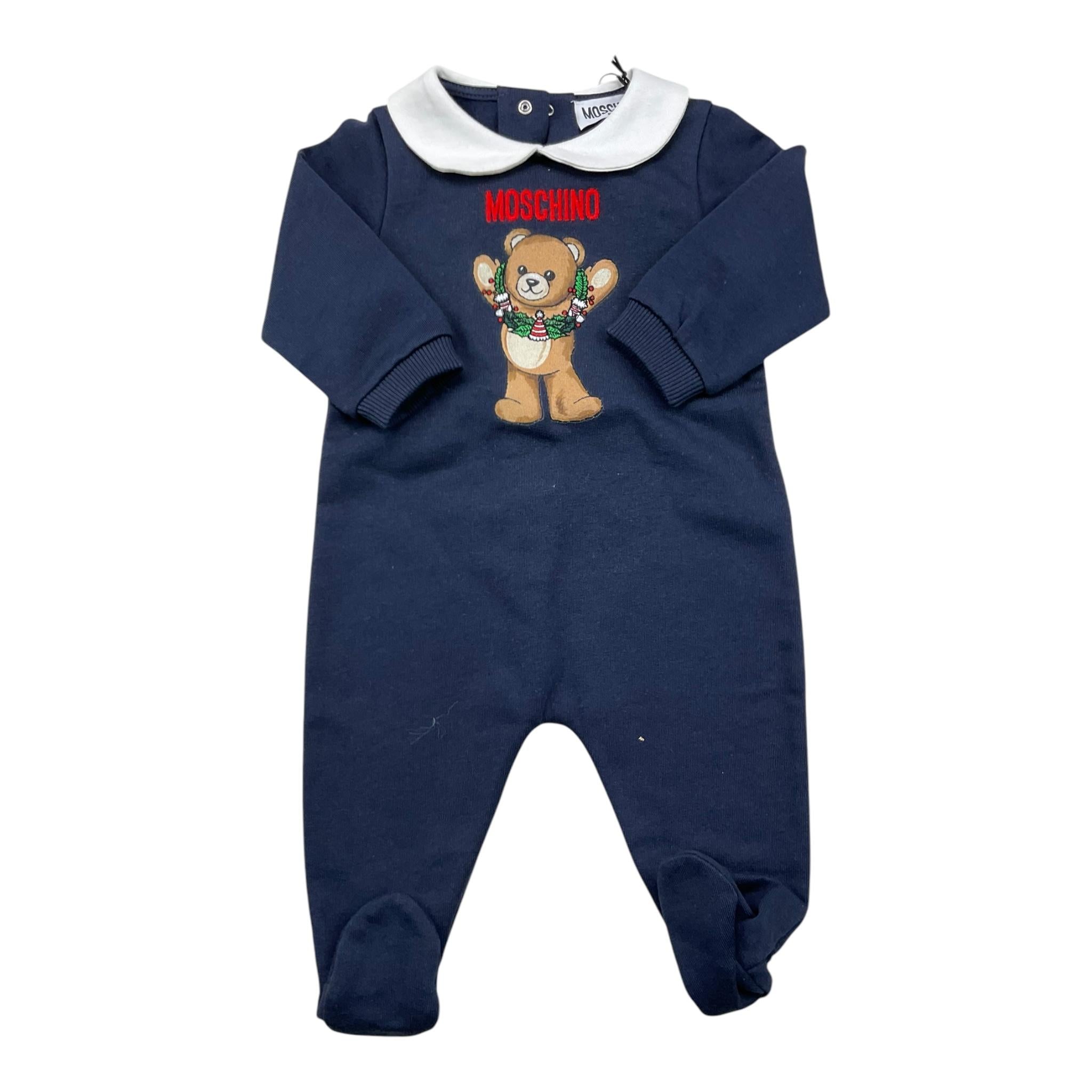 MOSCHINO tutina tinta unita con stampa Blu per Neonato MYY037 BLU MOSCHINO