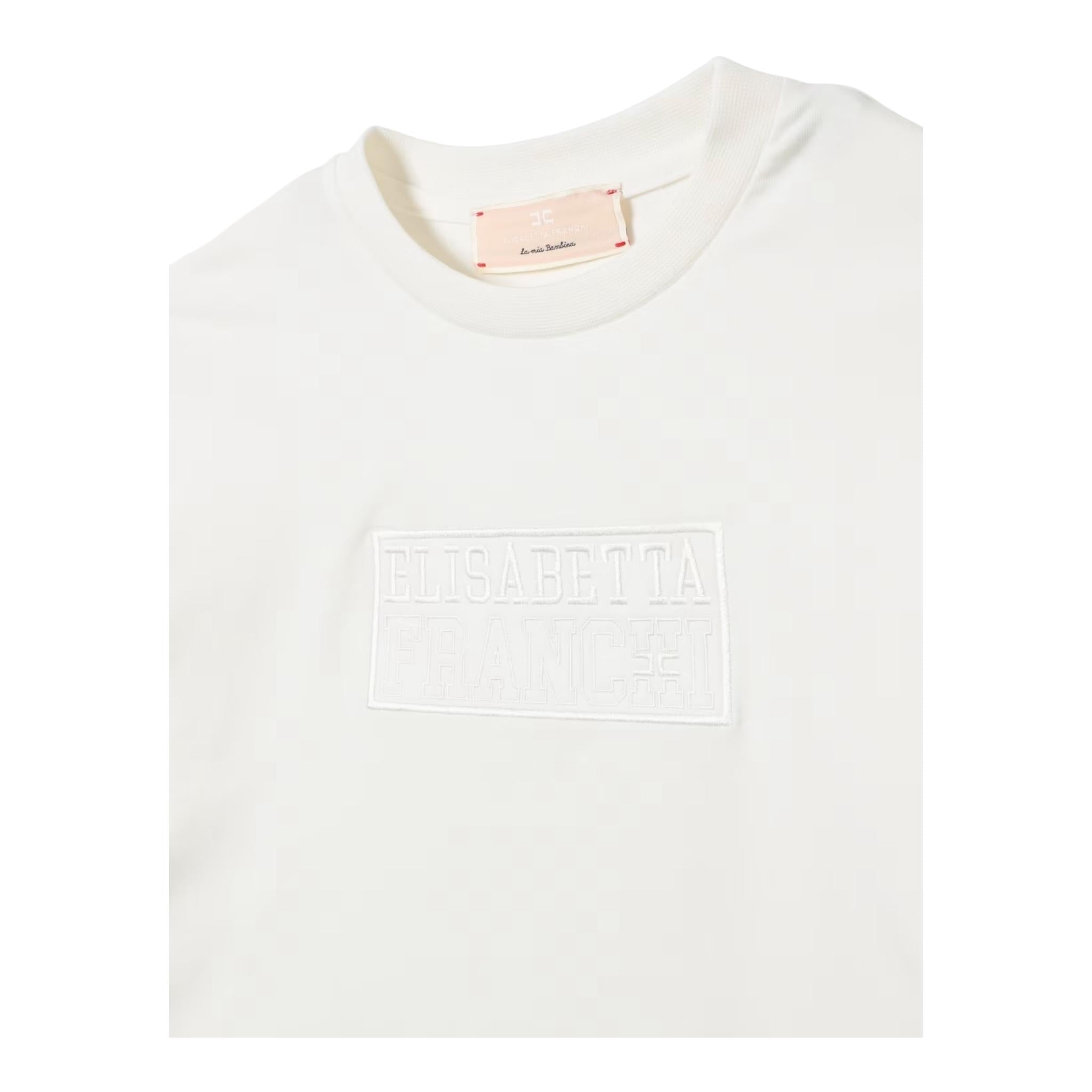 ELISABETTA FRANCHI shirt girocollo tinta unita con stampa Panna per Bambina EFTS224X PANNA ELISABETTA FRANCHI