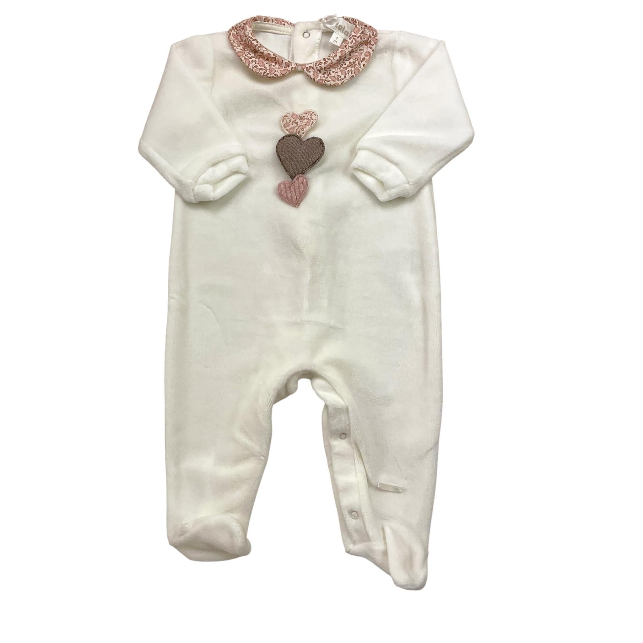 LALALU' tutina manica lunga tinta unita in ciniglia Bianco per Neonata TCL09NX BIANCO LALALU'