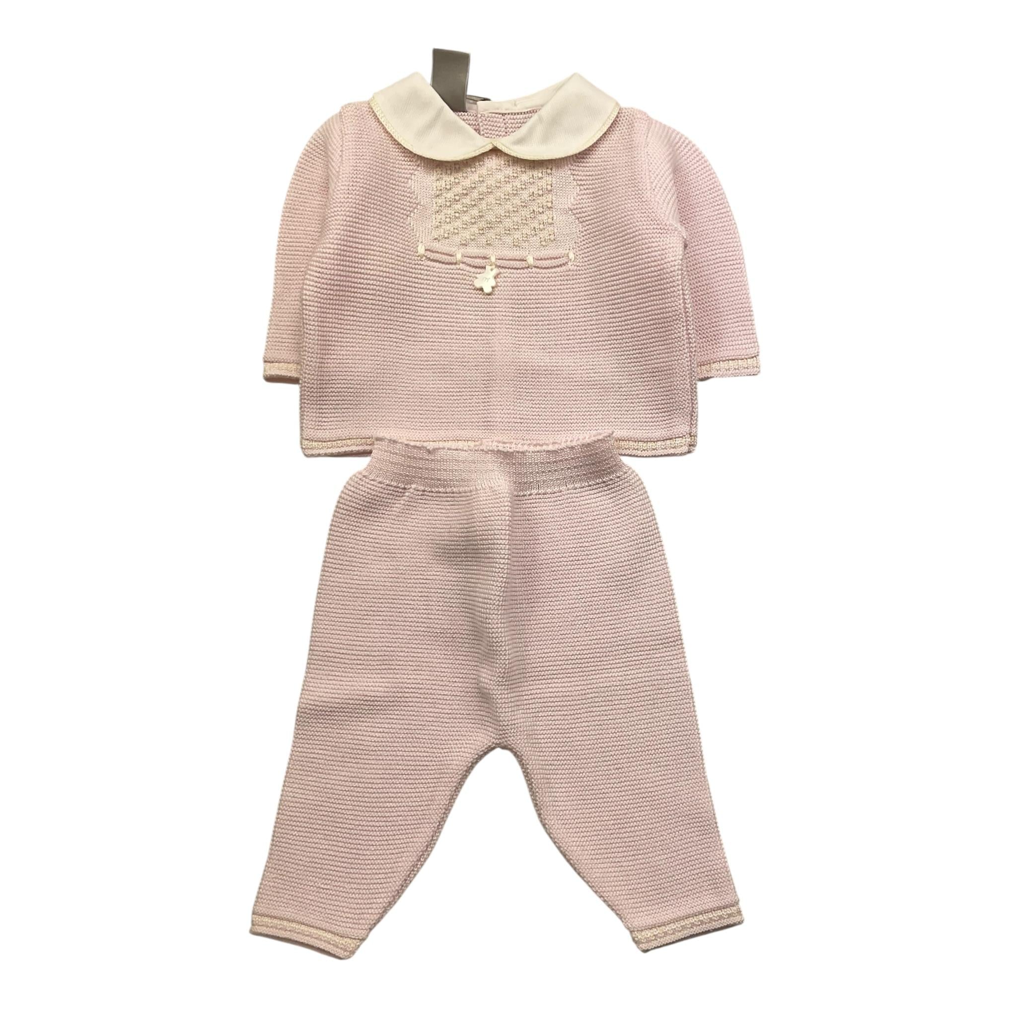 MARLU' completo tinta unita 2pz con colletto Rosa per Neonata ES5450 ROSA MARLU'