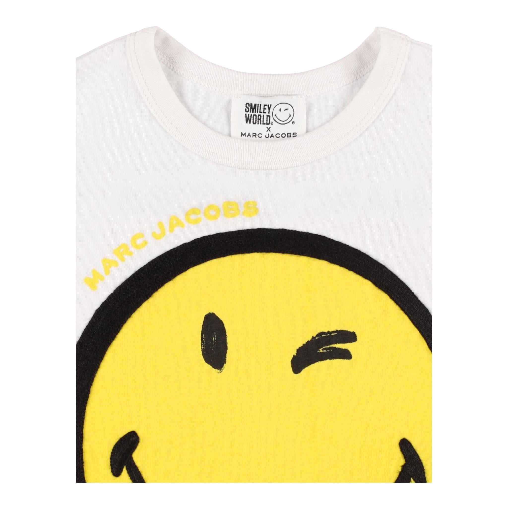 MARC JACOBS t-shirt modell crop tinta unita cn stampa smile Bianco per Bambina W60117 BIANCO MARC JACOBS