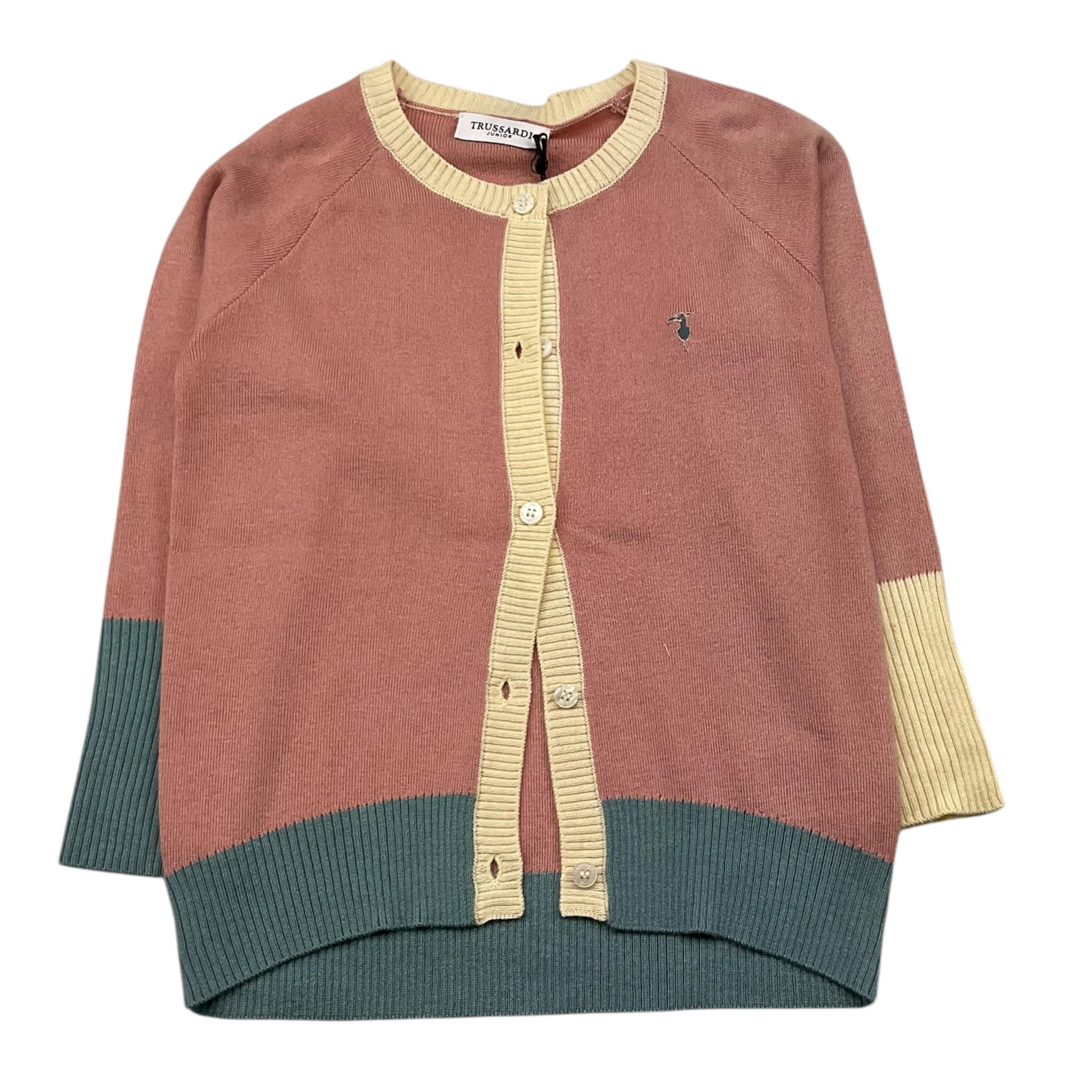 TRUSSARDI cardigan tinta unita con profili in contrasto Rosa per Bambina TGA25078CD ROSA TRUSSARDI